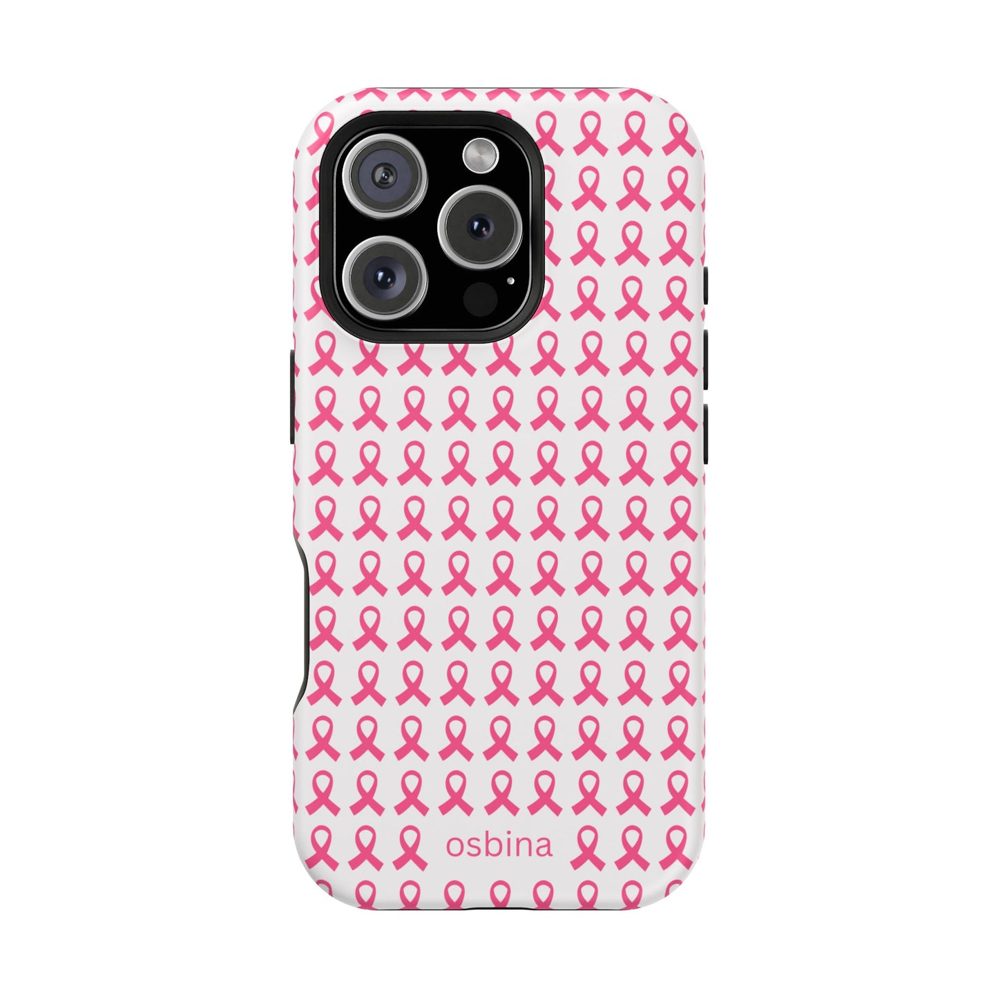 osbina | MagSafe compatible for iPhone | Limited Edition The Side By Side Pink Ribbons Case in Light Pink + Soft Pink + Hot Pink | The Pink October Collection | Inspired By