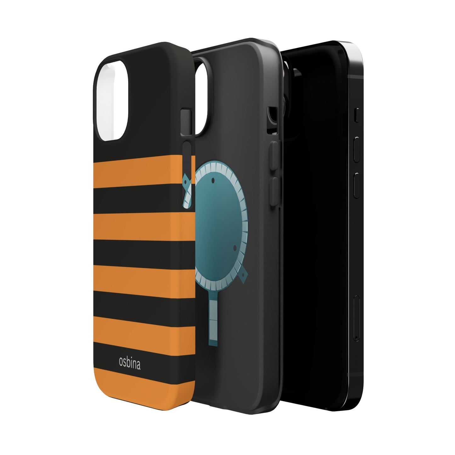 osbina | MagSafe Compatible for iPhone | The Horizon Stripe Case in Black + Orange | The Season Collective