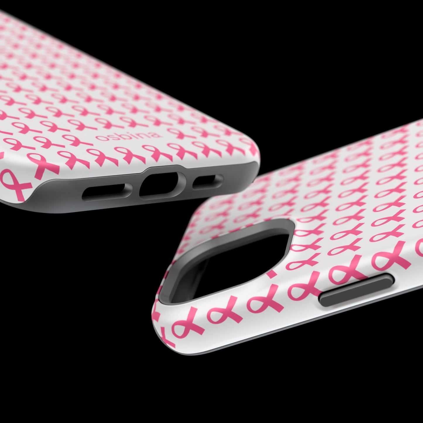 osbina | MagSafe compatible for iPhone | Limited Edition The Side By Side Pink Ribbons Case in Light Pink + Soft Pink + Hot Pink | The Pink October Collection | Inspired By