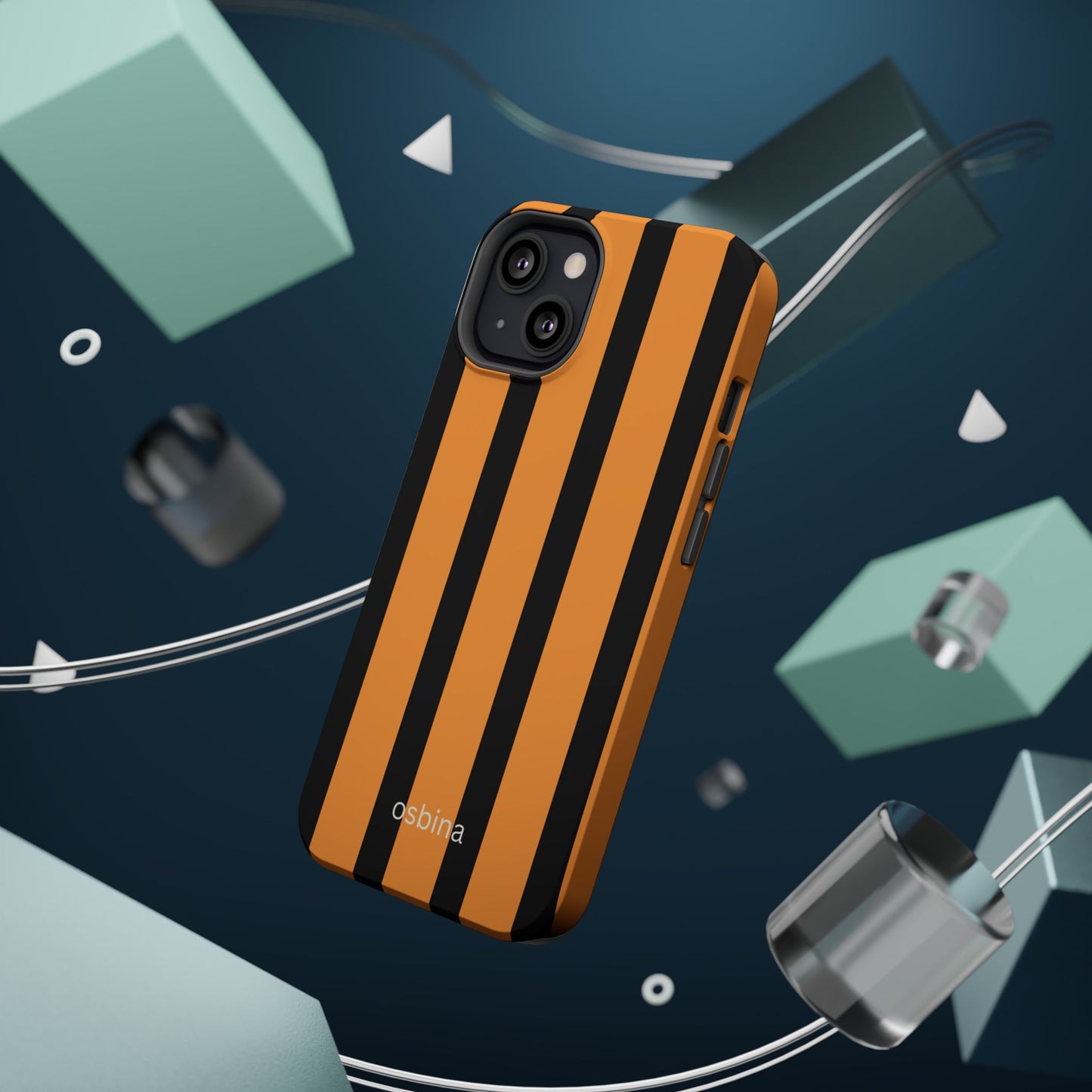 osbina | MagSafe Compatible for iPhone | The Statement Stripe Case in Black + Orange | The Season Collective