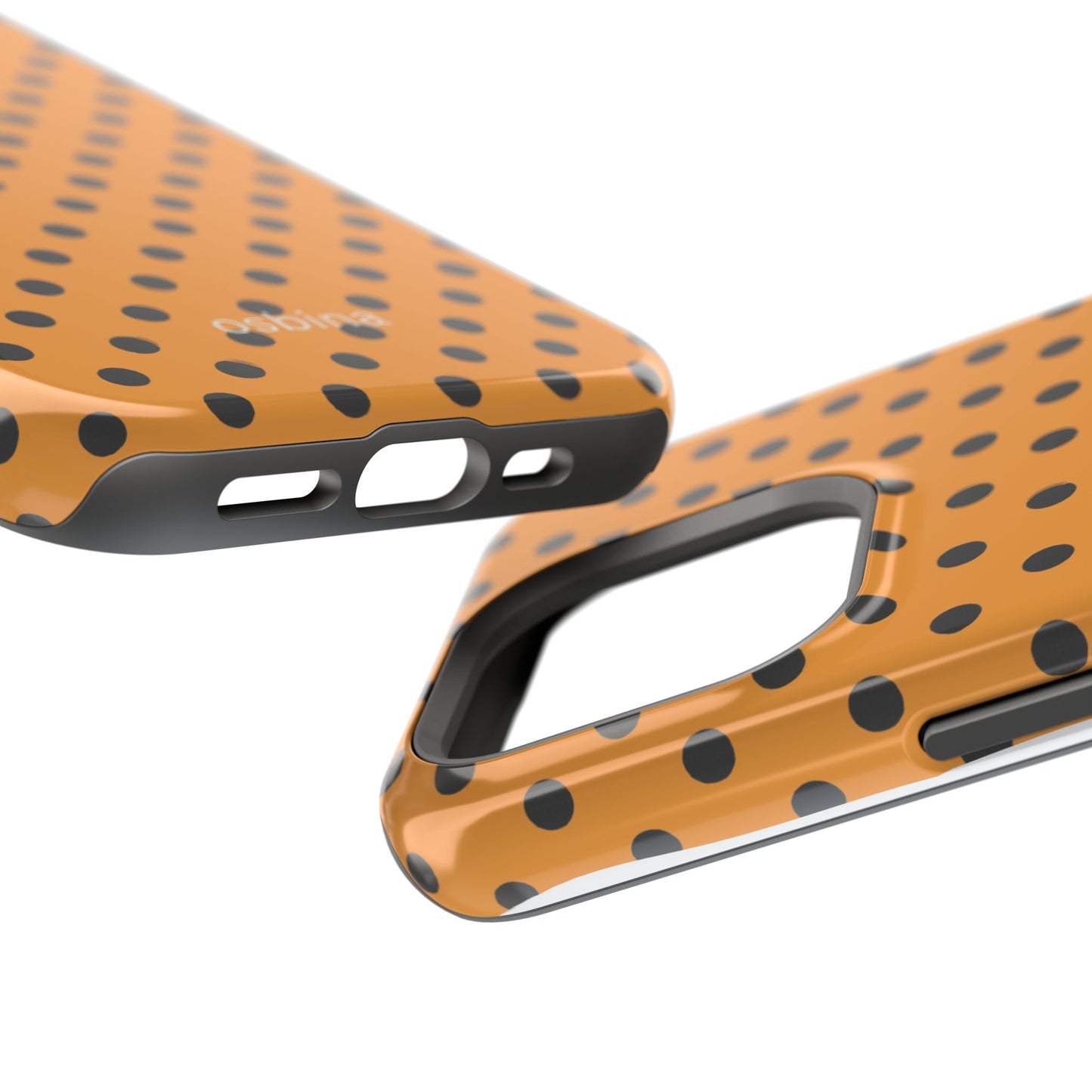 osbina | MagSafe Compatible for iPhone | Spot On Chic — The Orange + Black Polka Dot Case | The Season Collective