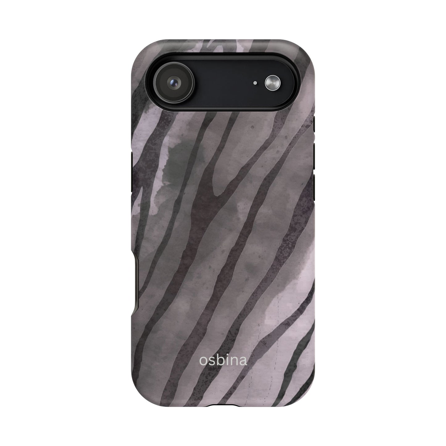 osbina | MagSafe Compatible for iPhone | Stripes on Point — The Muted Gray + Black Tiger Case | The Season Collective
