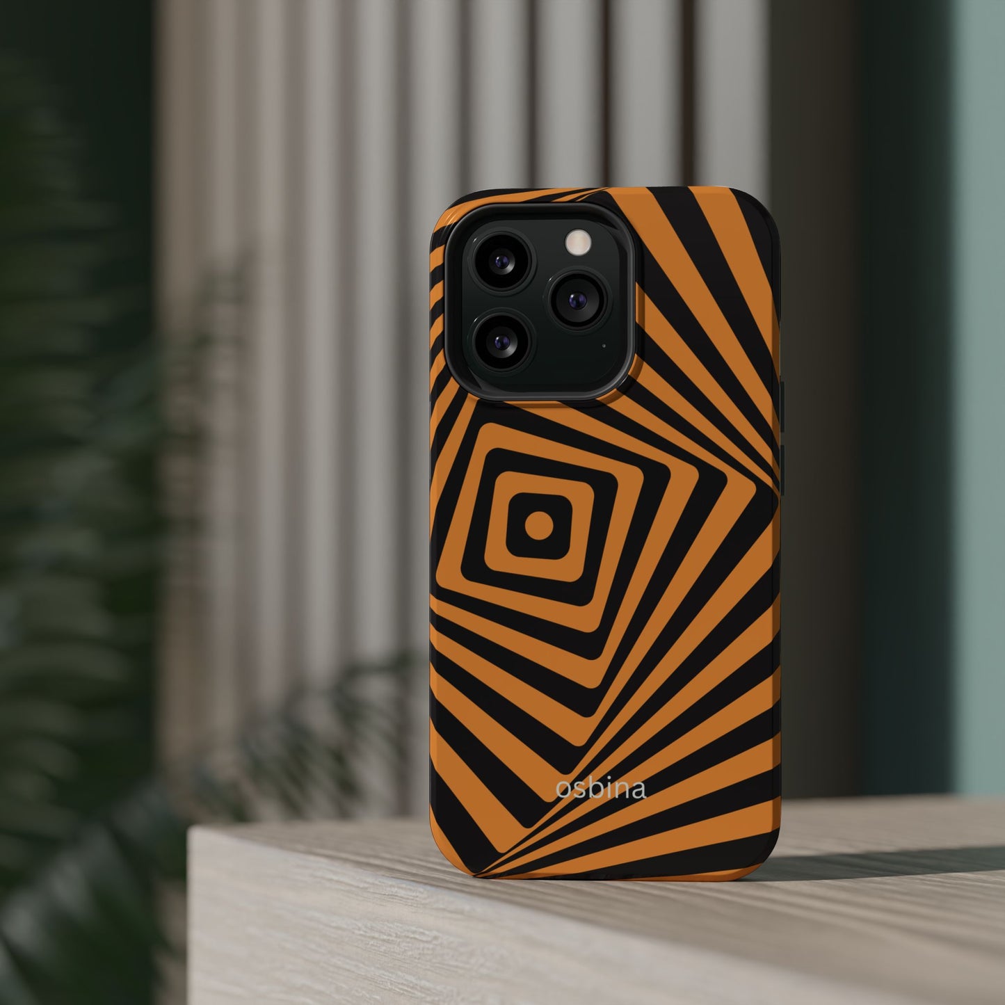 osbina | MagSafe Compatible for iPhone | Step Into the Zone — The Orange + Black Spiral Case | The Season Collective