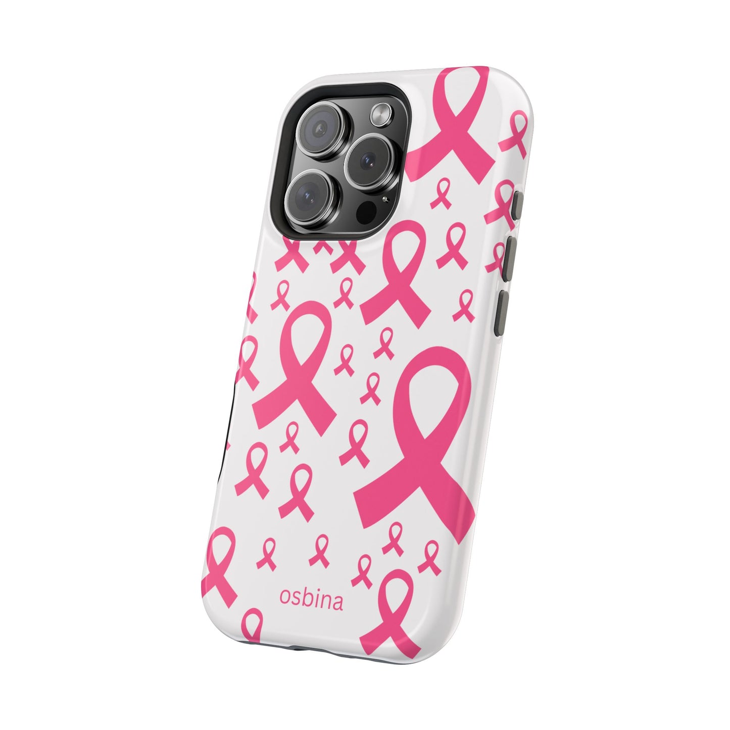osbina | MagSafe compatible for iPhone | Limited Edition Strength in Ribbons Case in Light Pink + Soft Pink + Hot Pink | The Pink October Collection | Inspired By