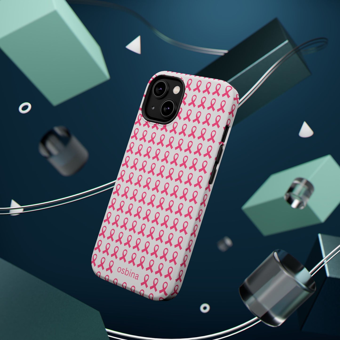 osbina | MagSafe compatible for iPhone | Limited Edition The Side By Side Pink Ribbons Case in Light Pink + Soft Pink + Hot Pink | The Pink October Collection | Inspired By