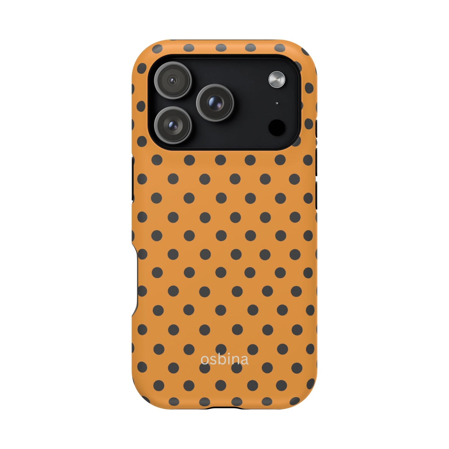 osbina | MagSafe Compatible for iPhone | Spot On Chic — The Orange + Black Polka Dot Case | The Season Collective