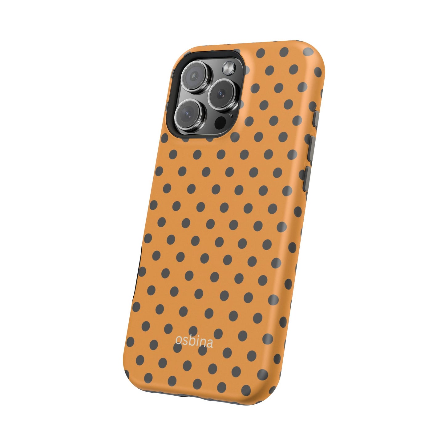 osbina | MagSafe Compatible for iPhone | Spot On Chic — The Orange + Black Polka Dot Case | The Season Collective