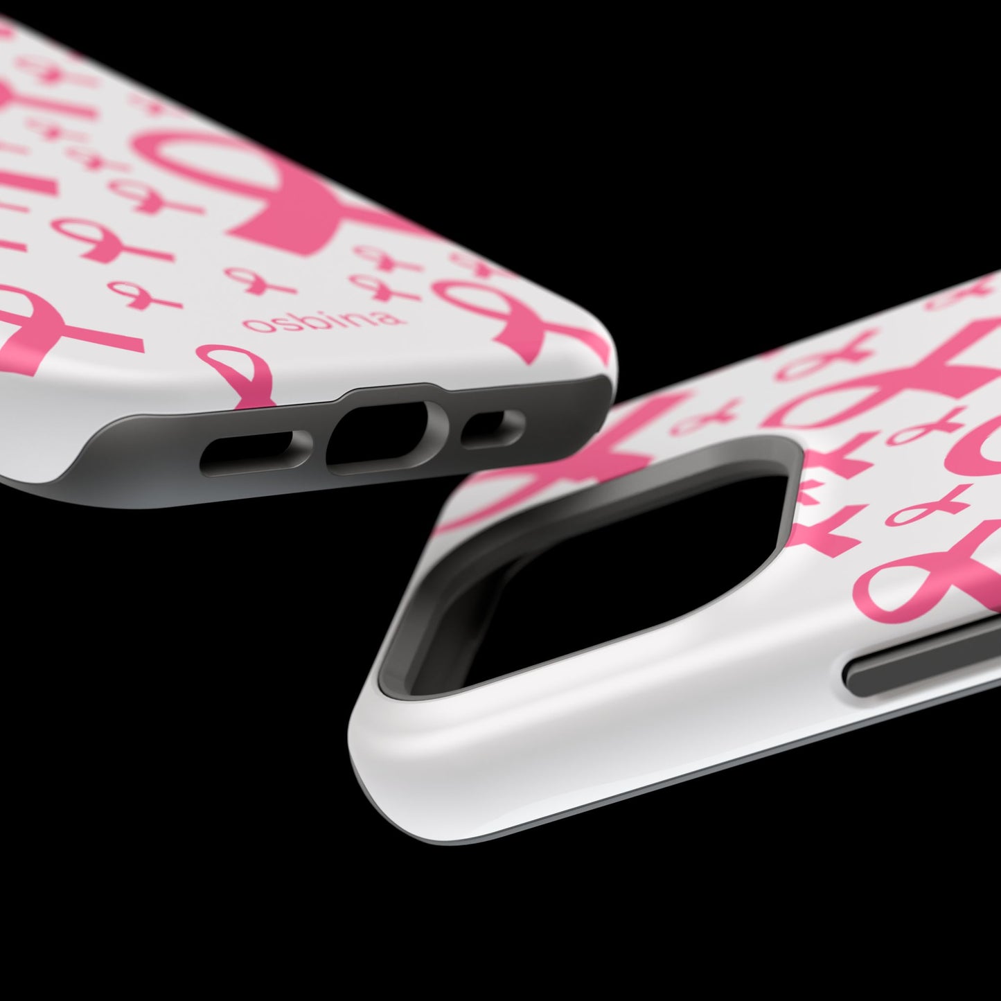 osbina | MagSafe compatible for iPhone | Limited Edition Strength in Ribbons Case in Light Pink + Soft Pink + Hot Pink | The Pink October Collection | Inspired By