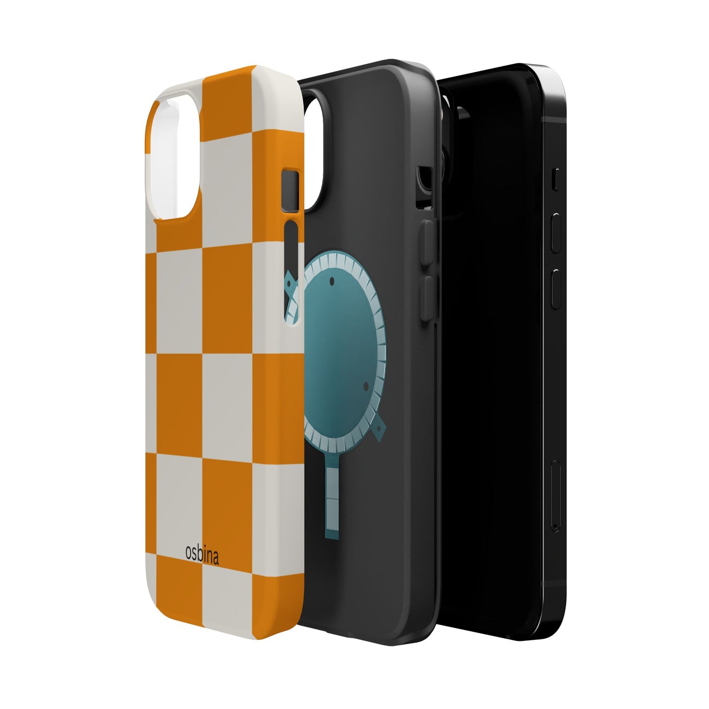 osbina | MagSafe Compatible for iPhone | Check You Out — The Orange + White Check Case | The Season Collective