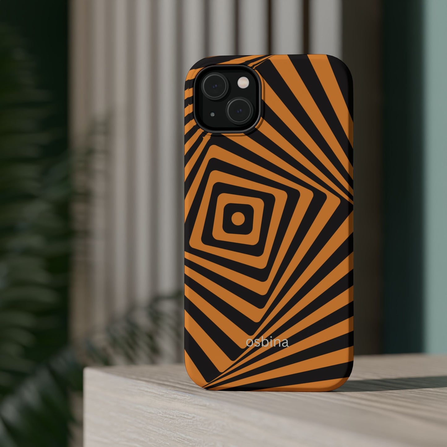 osbina | MagSafe Compatible for iPhone | Step Into the Zone — The Orange + Black Spiral Case | The Season Collective