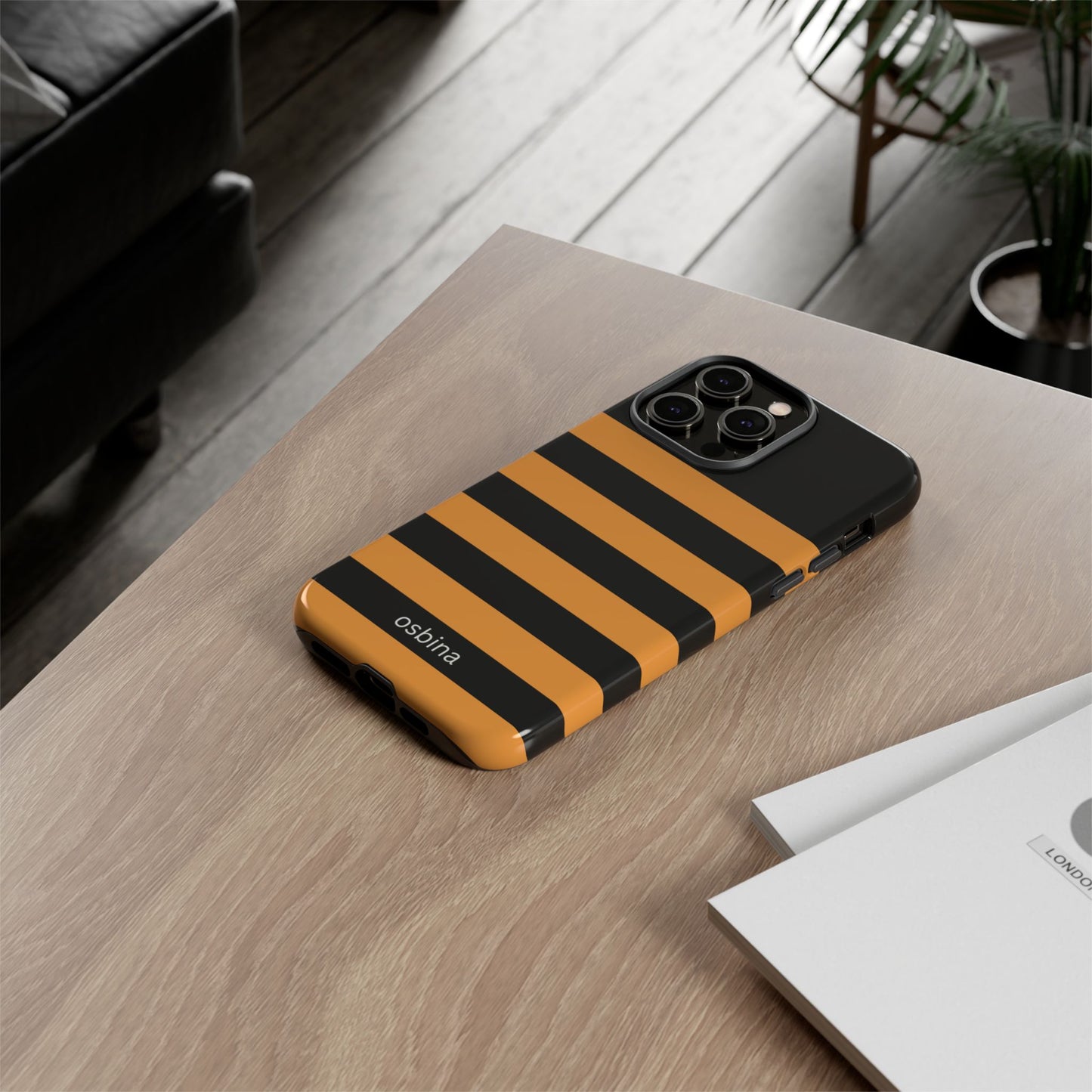 osbina | The Horizon Stripe Case in Black + Orange | The Season Collective