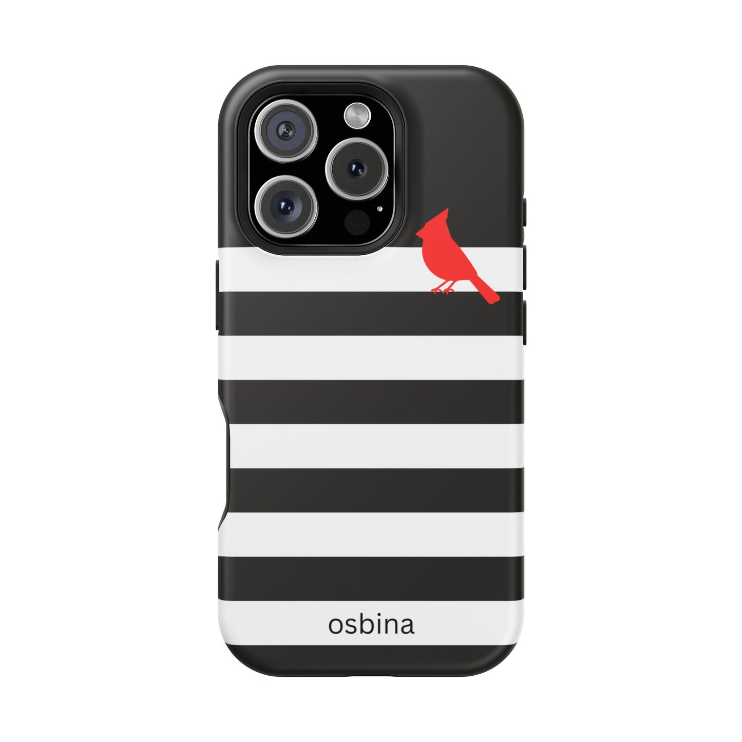 osbina | MagSafe compatible for iPhone | Redbird Edition Thinking of You Phone Case Black & White Stripe | Inspired By Collection