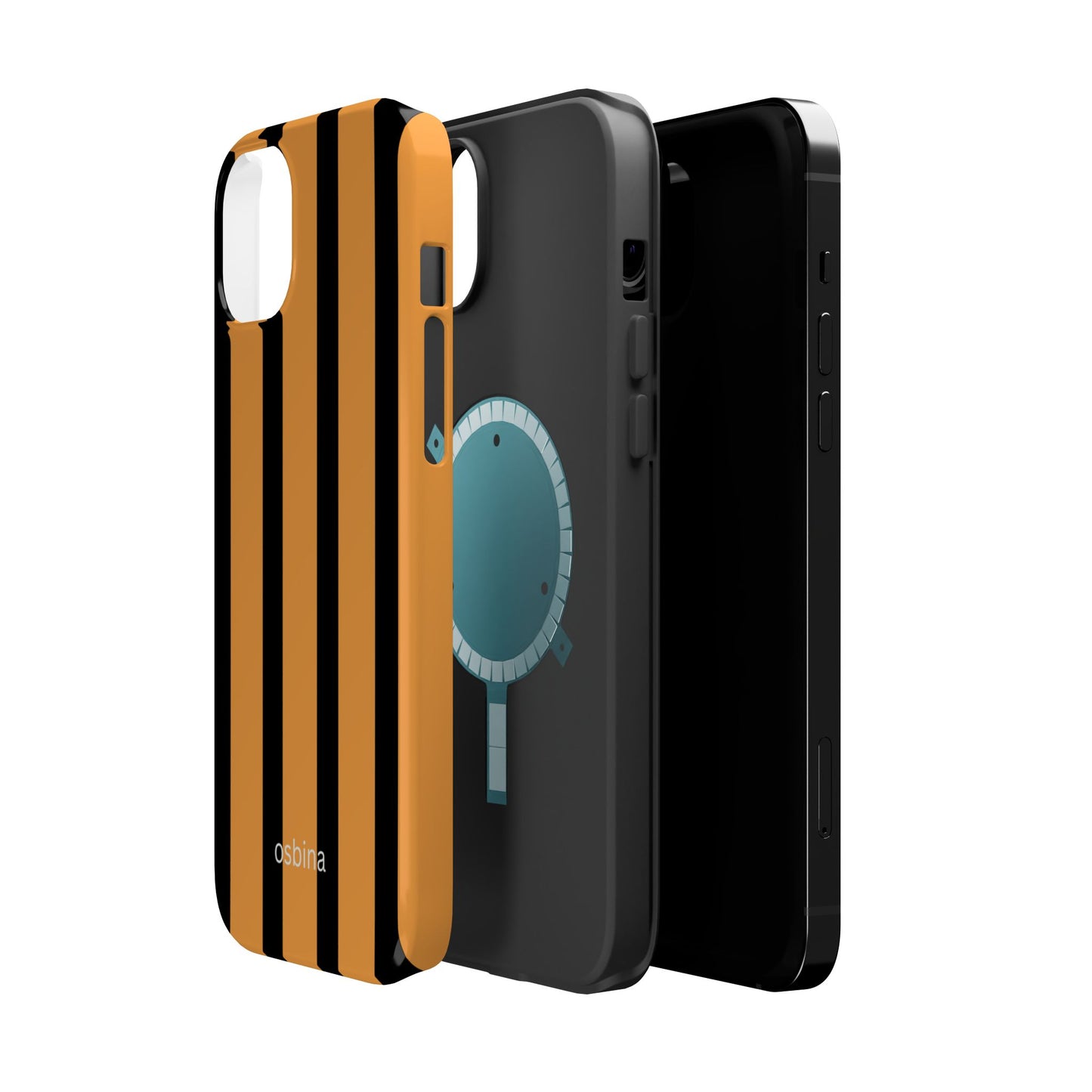 osbina | MagSafe Compatible for iPhone | The Statement Stripe Case in Black + Orange | The Season Collective
