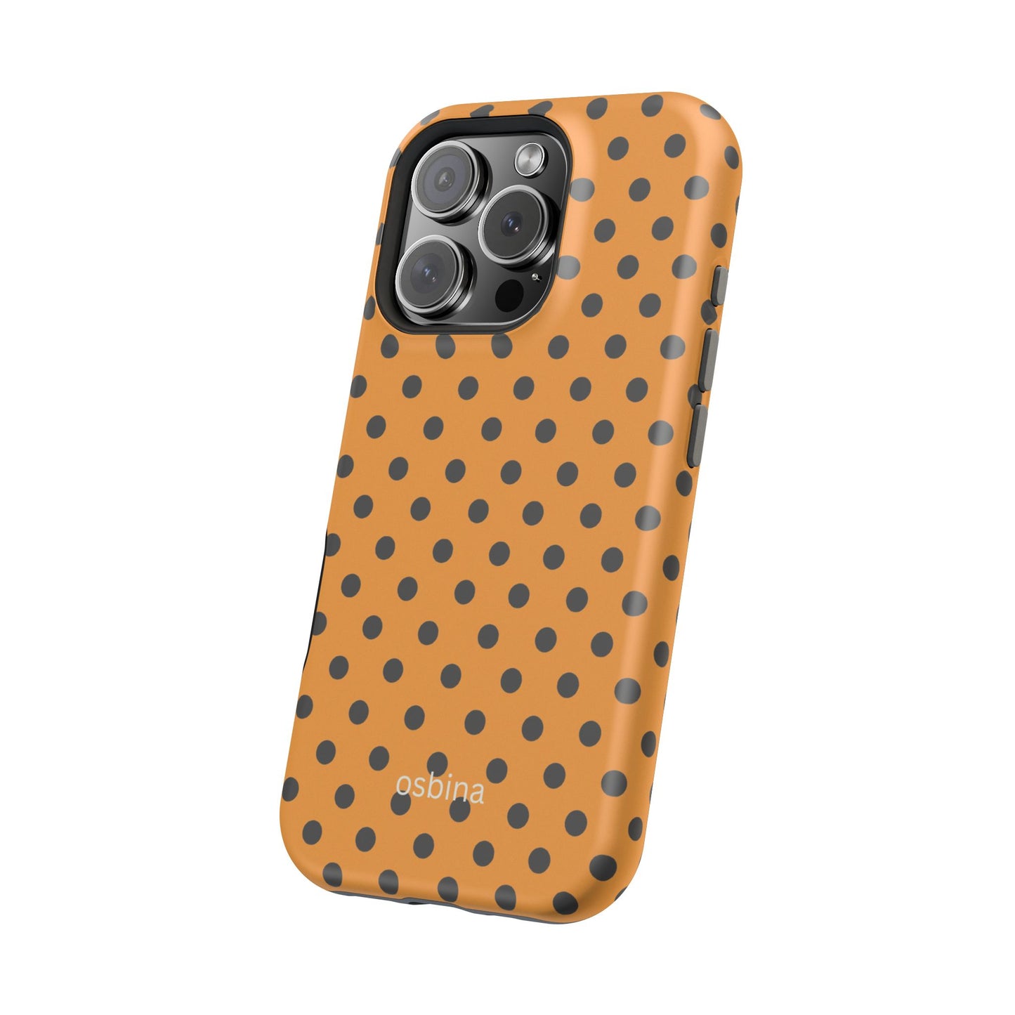 osbina | MagSafe Compatible for iPhone | Spot On Chic — The Orange + Black Polka Dot Case | The Season Collective