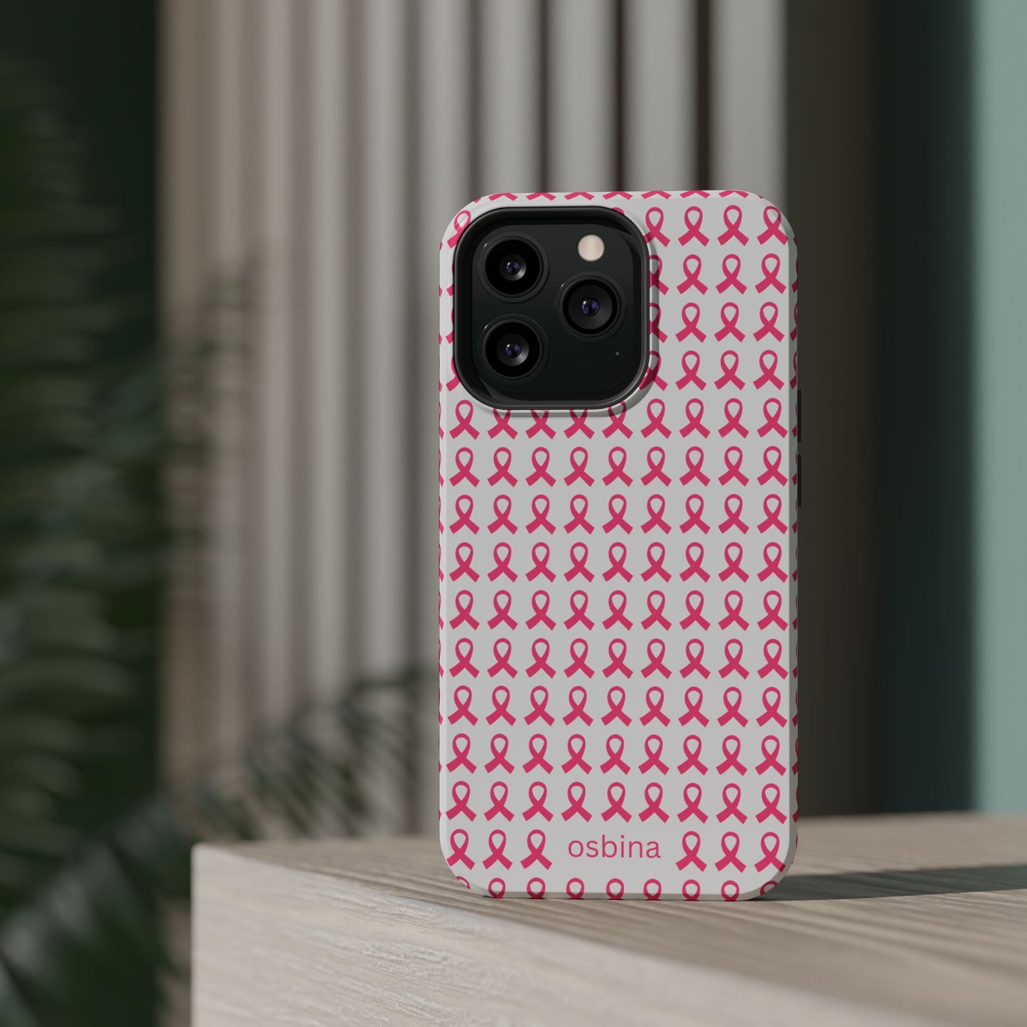 osbina | MagSafe compatible for iPhone | Limited Edition The Side By Side Pink Ribbons Case in Light Pink + Soft Pink + Hot Pink | The Pink October Collection | Inspired By