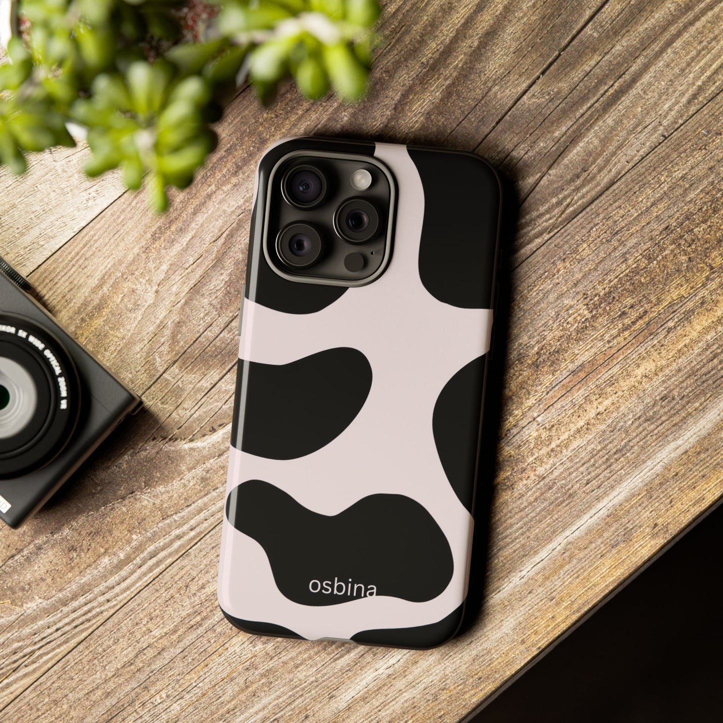 osbina | Prairie Chic Pink & Black Cow Print Phone Case | Modern Muse Collection