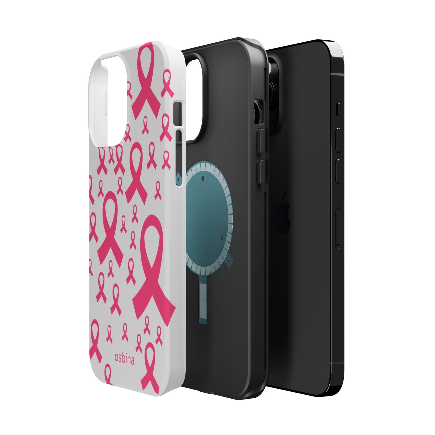 osbina | MagSafe compatible for iPhone | Limited Edition Strength in Ribbons Case in Light Pink + Soft Pink + Hot Pink | The Pink October Collection | Inspired By