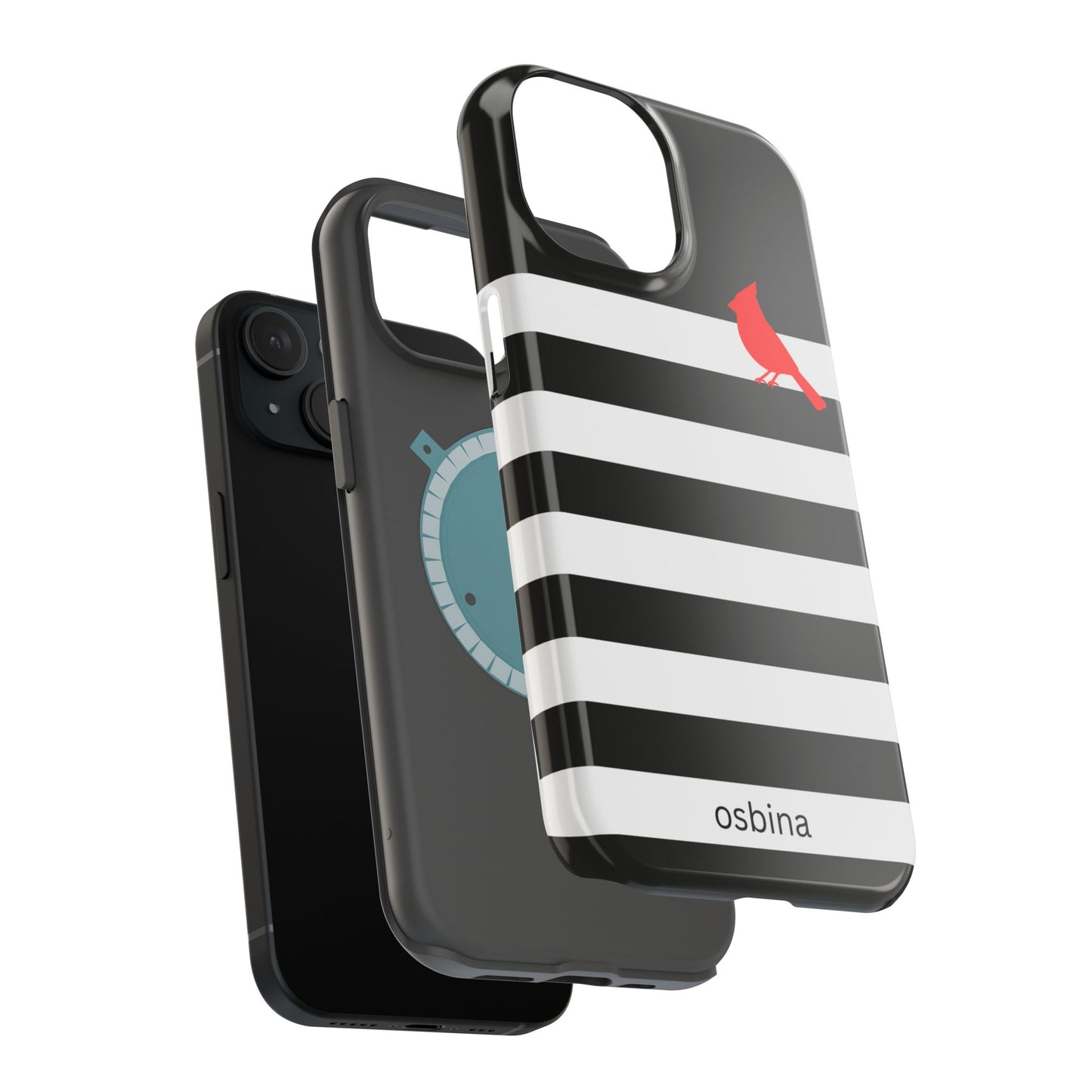 osbina | MagSafe compatible for iPhone | Redbird Edition Thinking of You Phone Case Black & White Stripe | Inspired By Collection