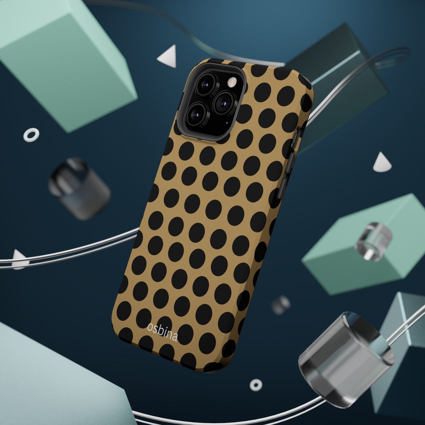 osbina | MagSafe compatible for iPhone | Camel Noir Dots Phone Case | Modern Muse Collection