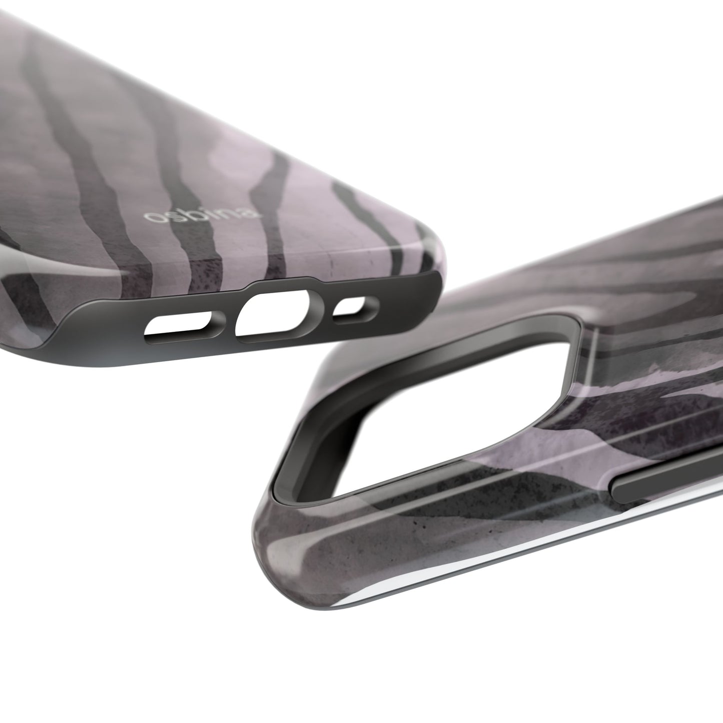 osbina | MagSafe Compatible for iPhone | Stripes on Point — The Muted Gray + Black Tiger Case | The Season Collective
