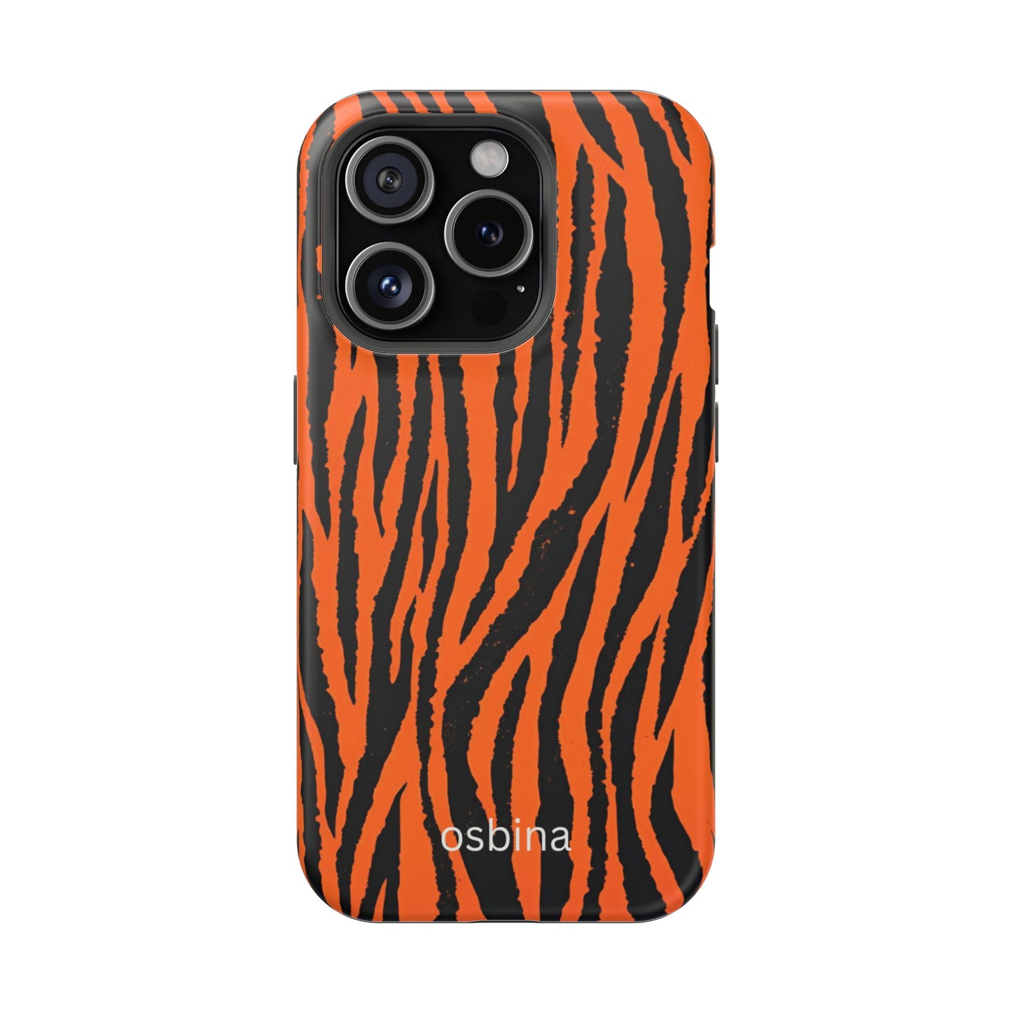 osbina | MagSafe Compatible for iPhone | Tiger, But Make It Chic — The Bengal Stripe Case in Orange + Black | The Season Collective
