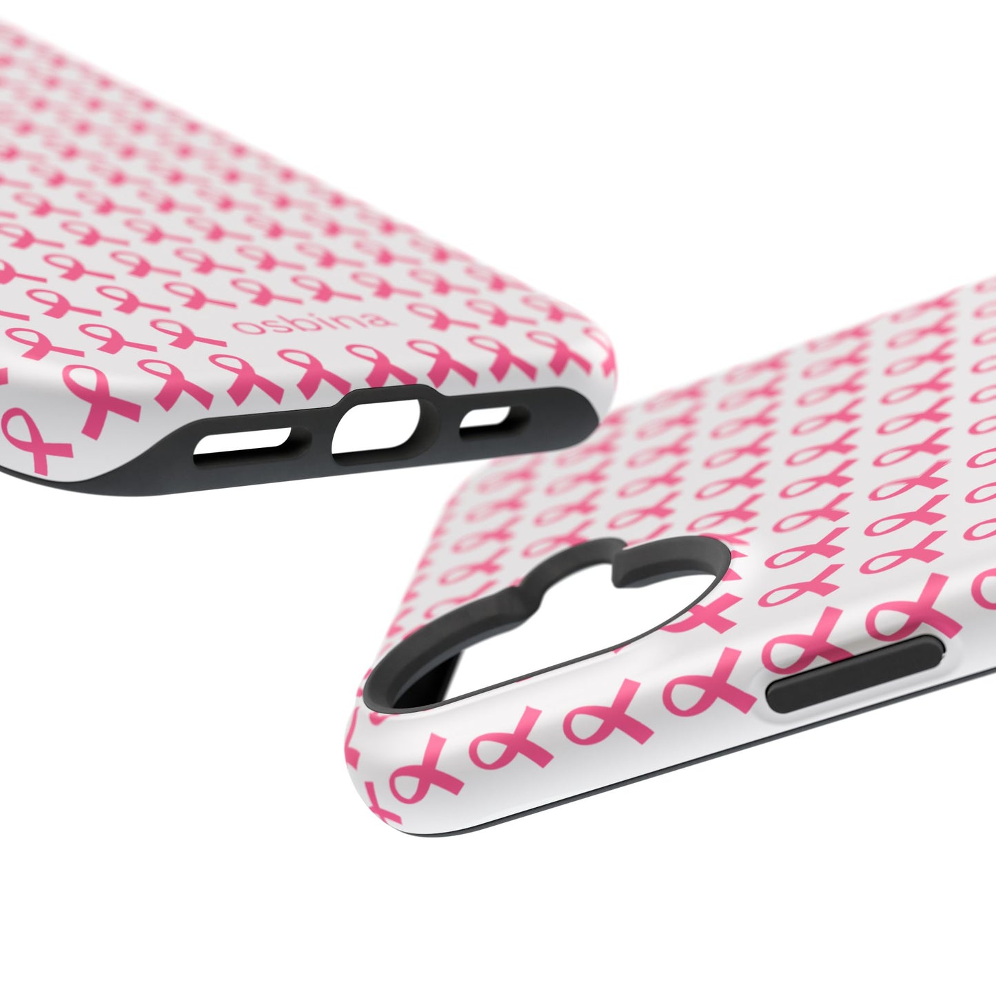 osbina | MagSafe compatible for iPhone | Limited Edition The Side By Side Pink Ribbons Case in Light Pink + Soft Pink + Hot Pink | The Pink October Collection | Inspired By