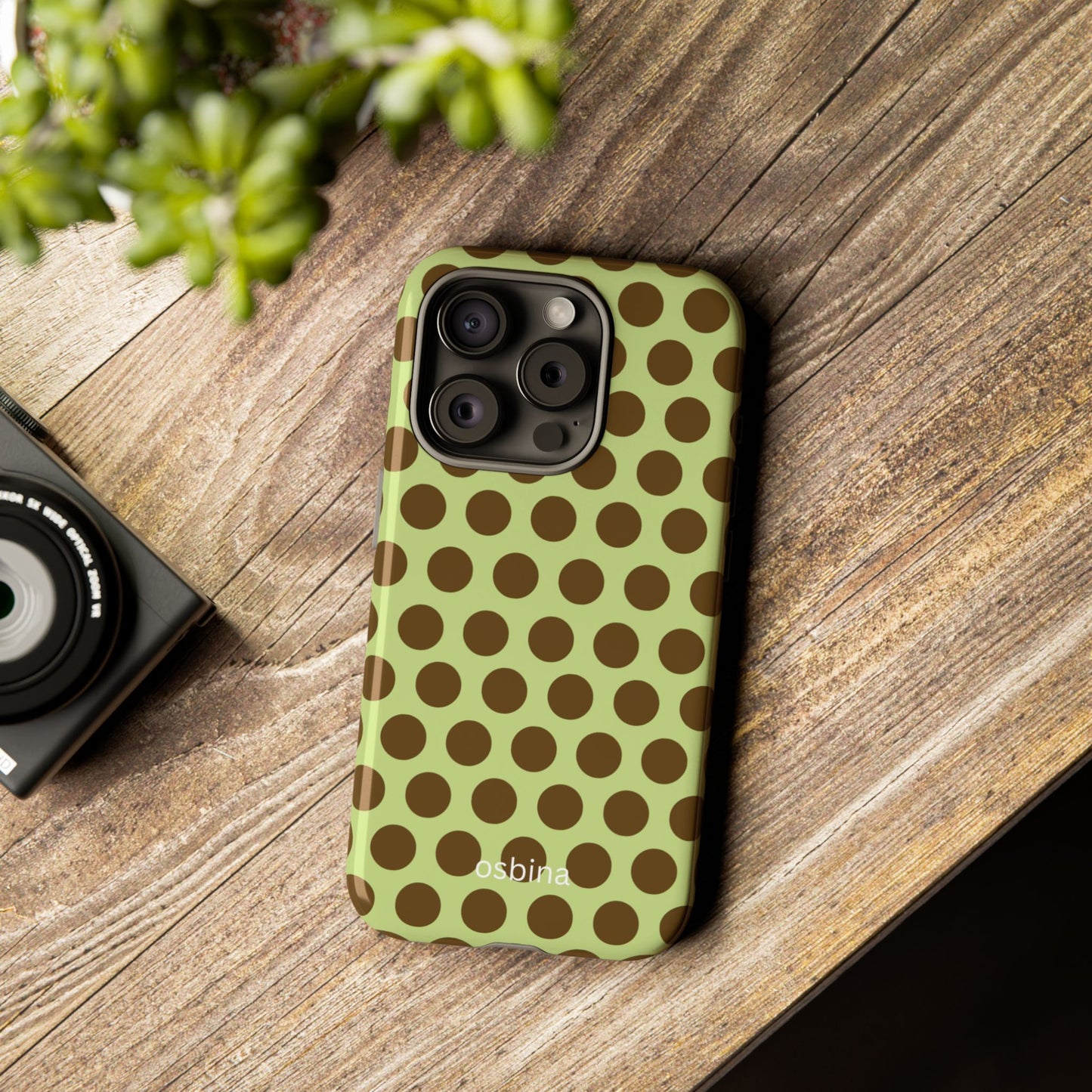 osbina | Chartreuse Cocoa Dots Phone Case | Color Edit Collection