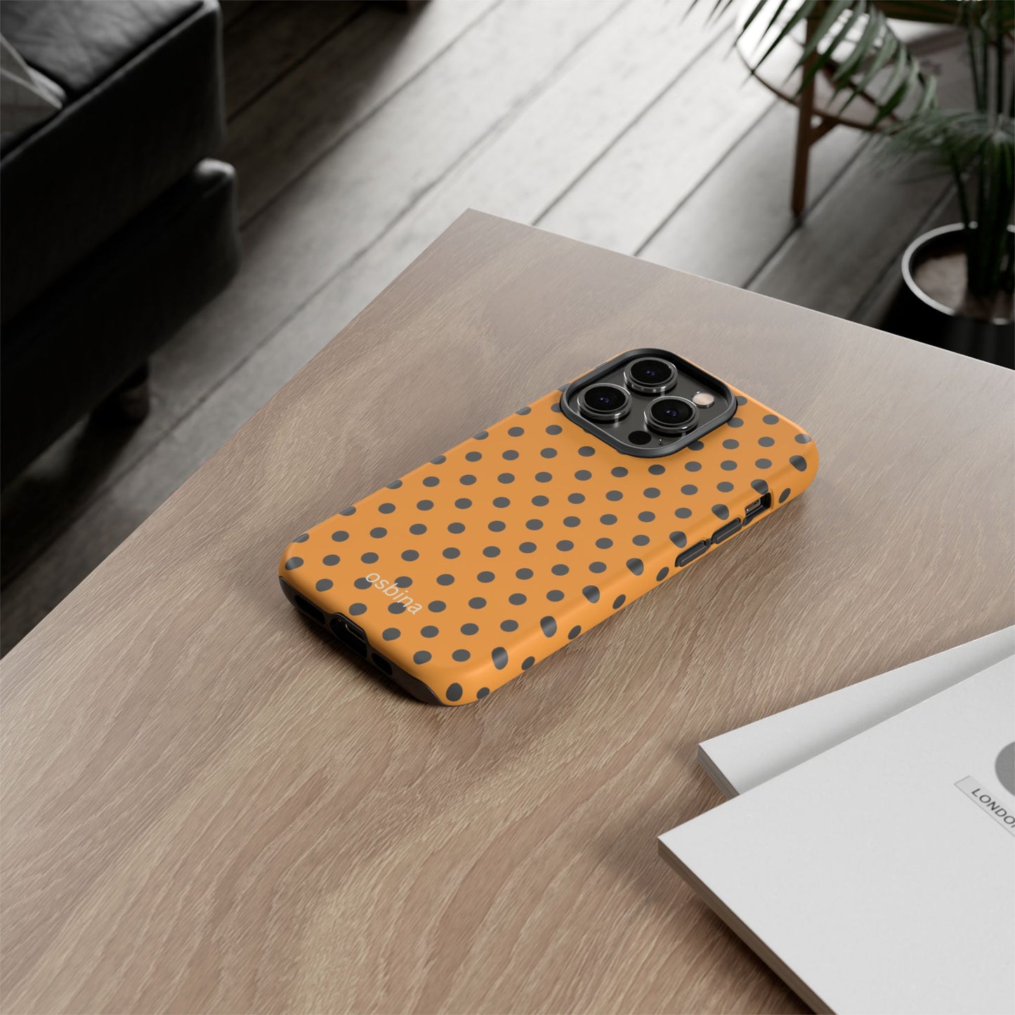 osbina | Spot On Chic — The Orange + Black Polka Dot Case | The Season Collective