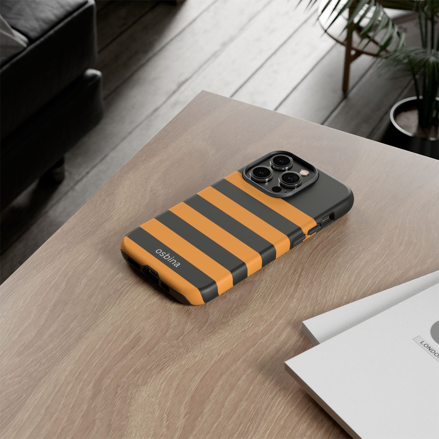 osbina | The Horizon Stripe Case in Black + Orange | The Season Collective
