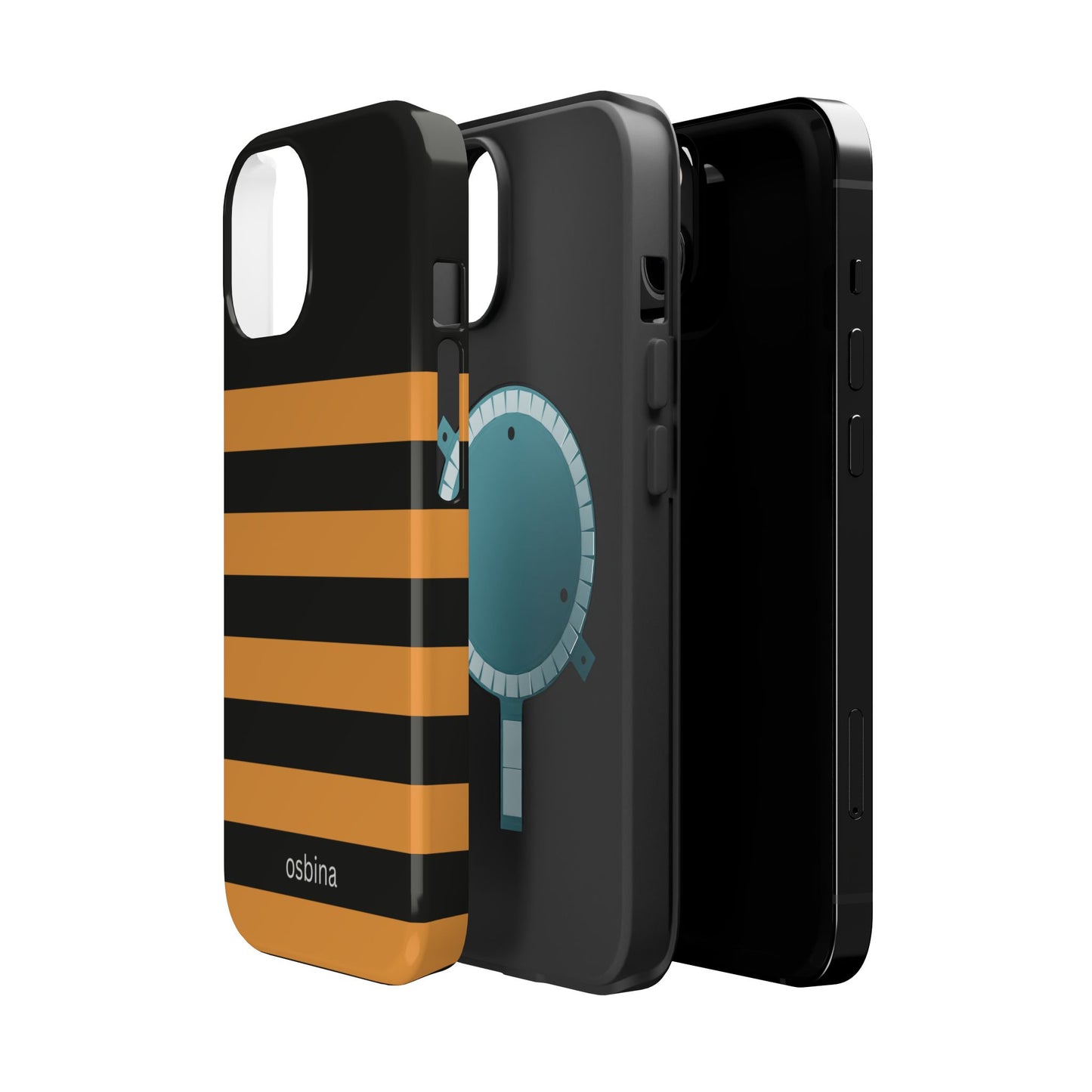 osbina | MagSafe Compatible for iPhone | The Horizon Stripe Case in Black + Orange | The Season Collective