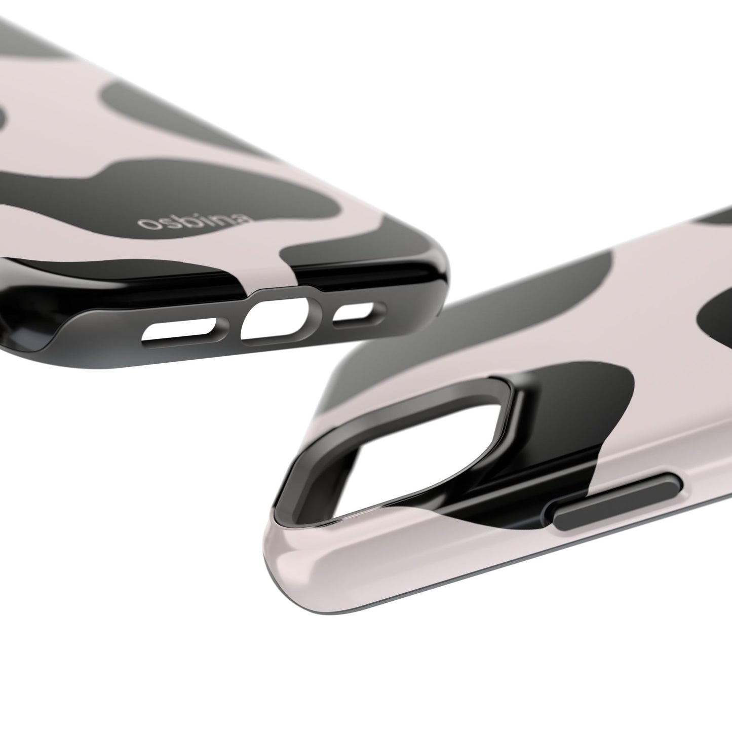 osbina | MagSafe compatible for iPhone | Prairie Chic Pink & Black Cow Print Phone Case | Modern Muse Collection