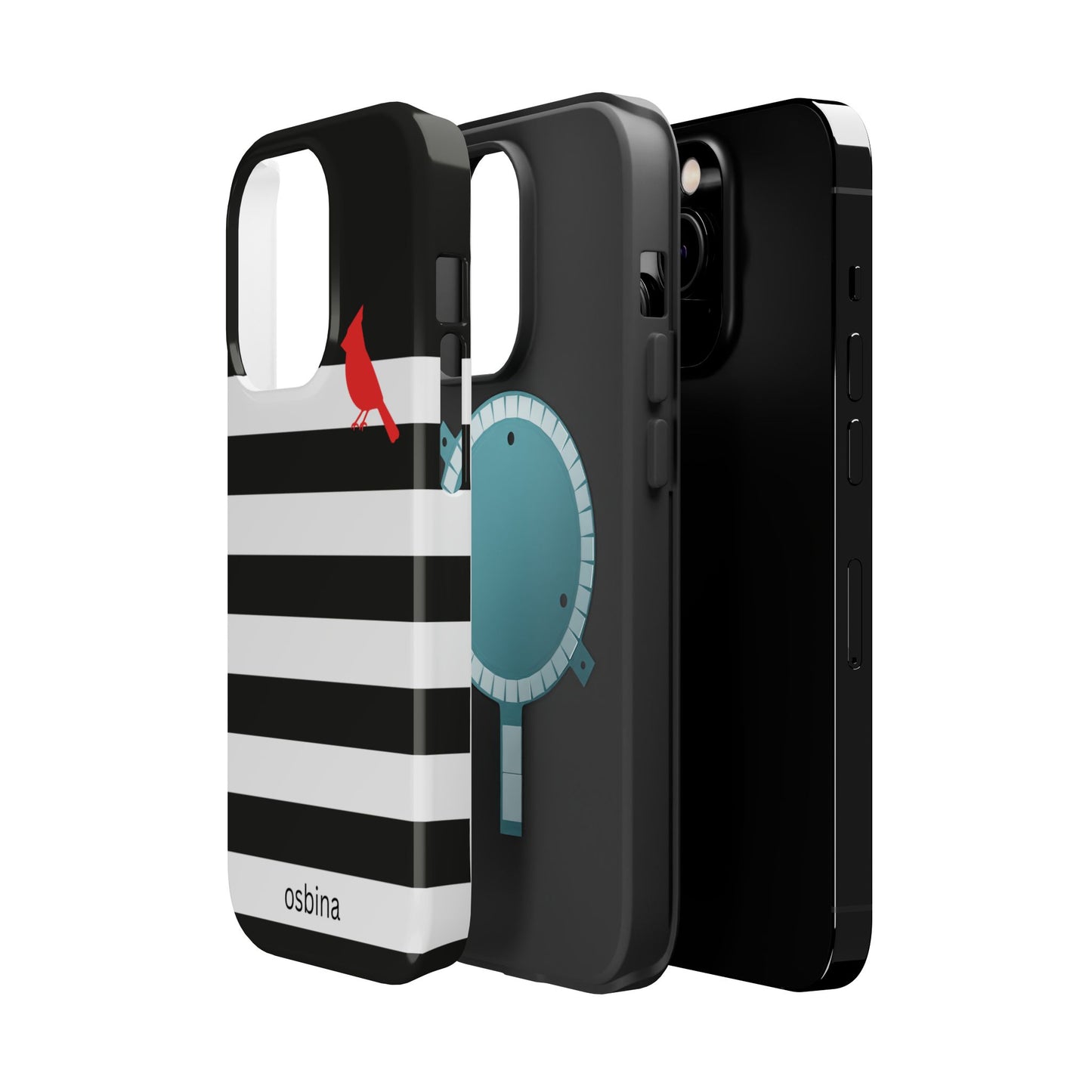 osbina | MagSafe compatible for iPhone | Redbird Edition Thinking of You Phone Case Black & White Stripe | Inspired By Collection