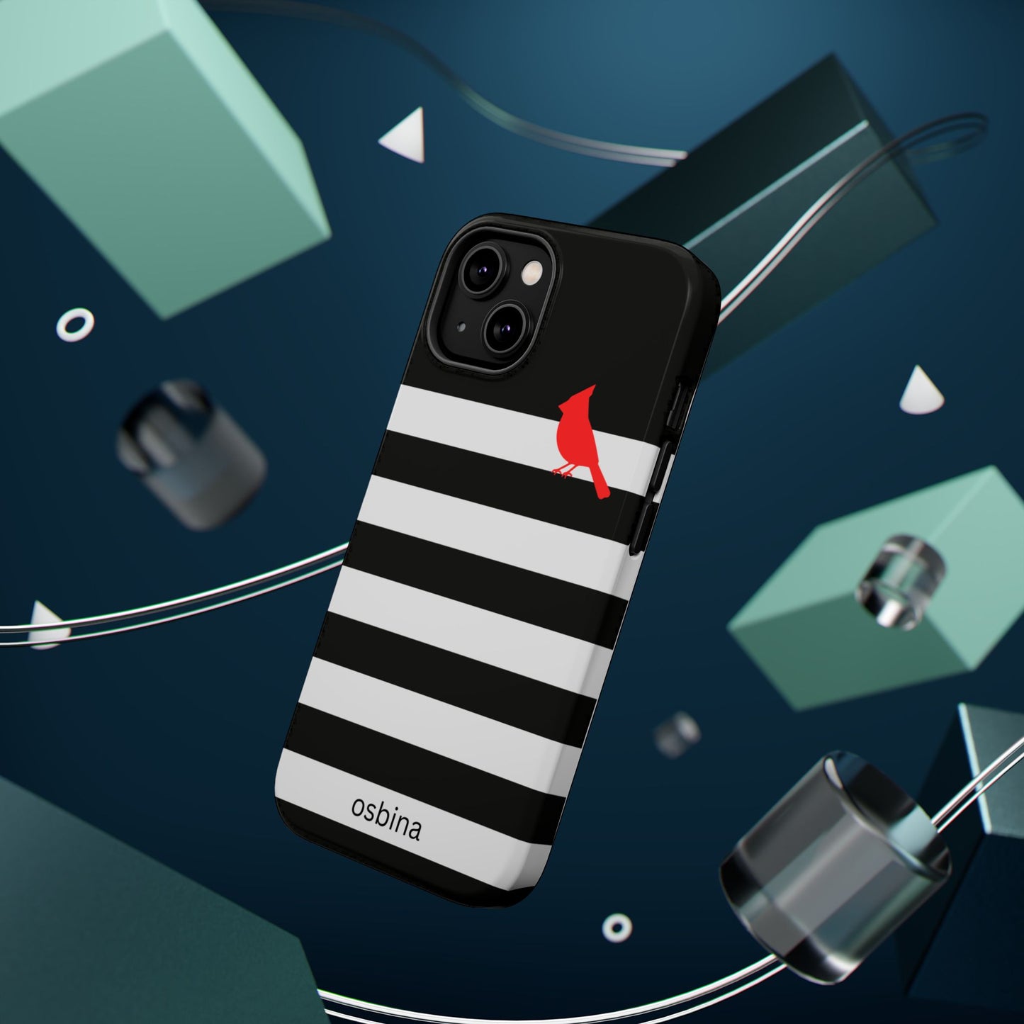 osbina | MagSafe compatible for iPhone | Redbird Edition Thinking of You Phone Case Black & White Stripe | Inspired By Collection