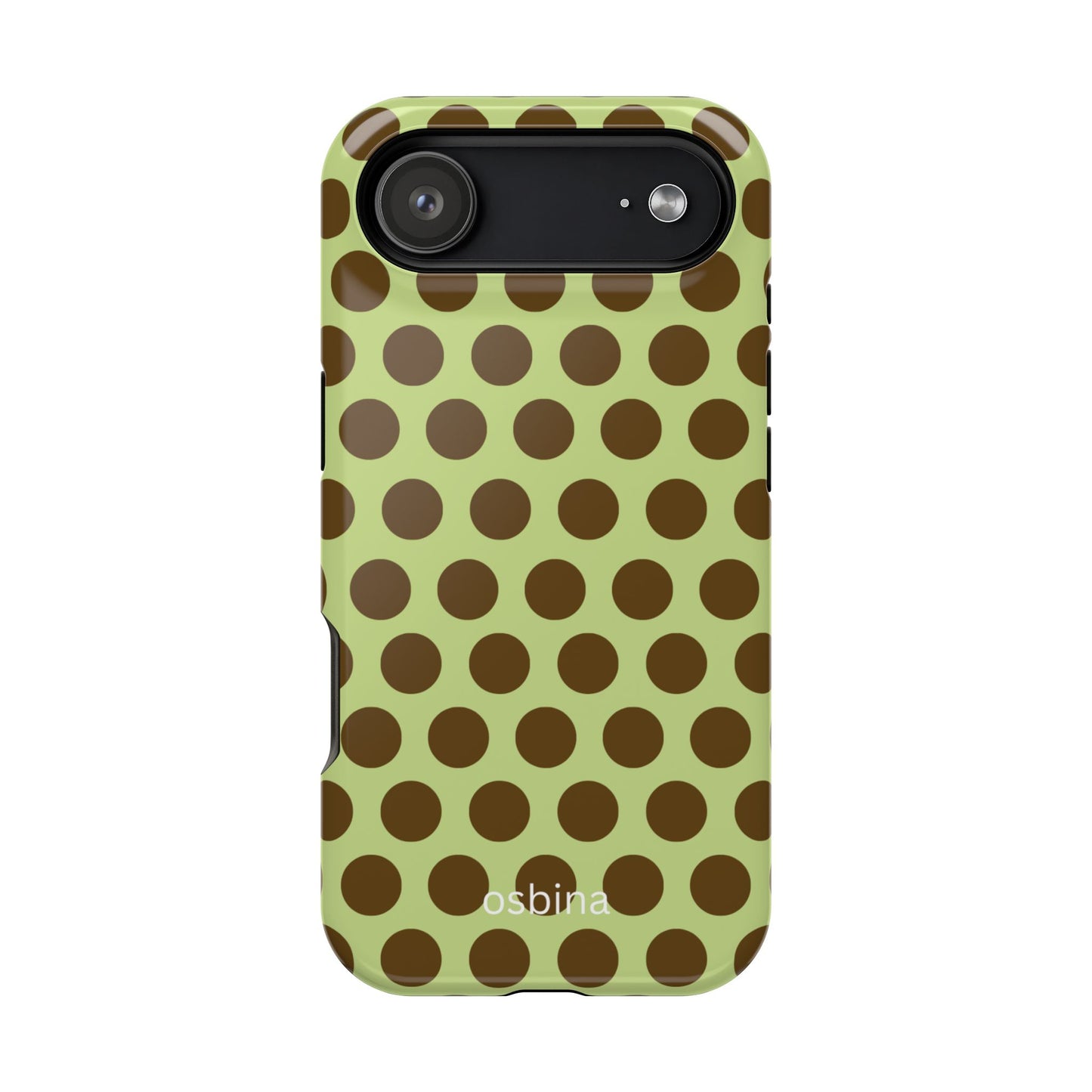 osbina | MagSafe compatible for iPhone | Chartreuse Cocoa Dots Phone Case | Color Edit Collection