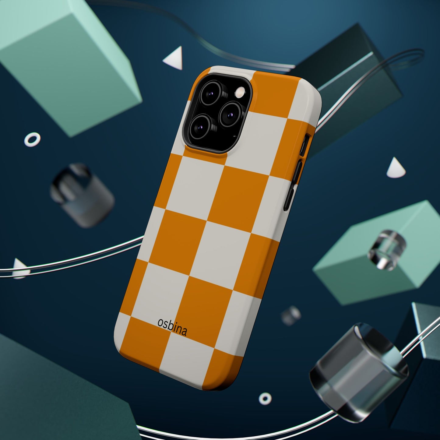 osbina | MagSafe Compatible for iPhone | Check You Out — The Orange + White Check Case | The Season Collective