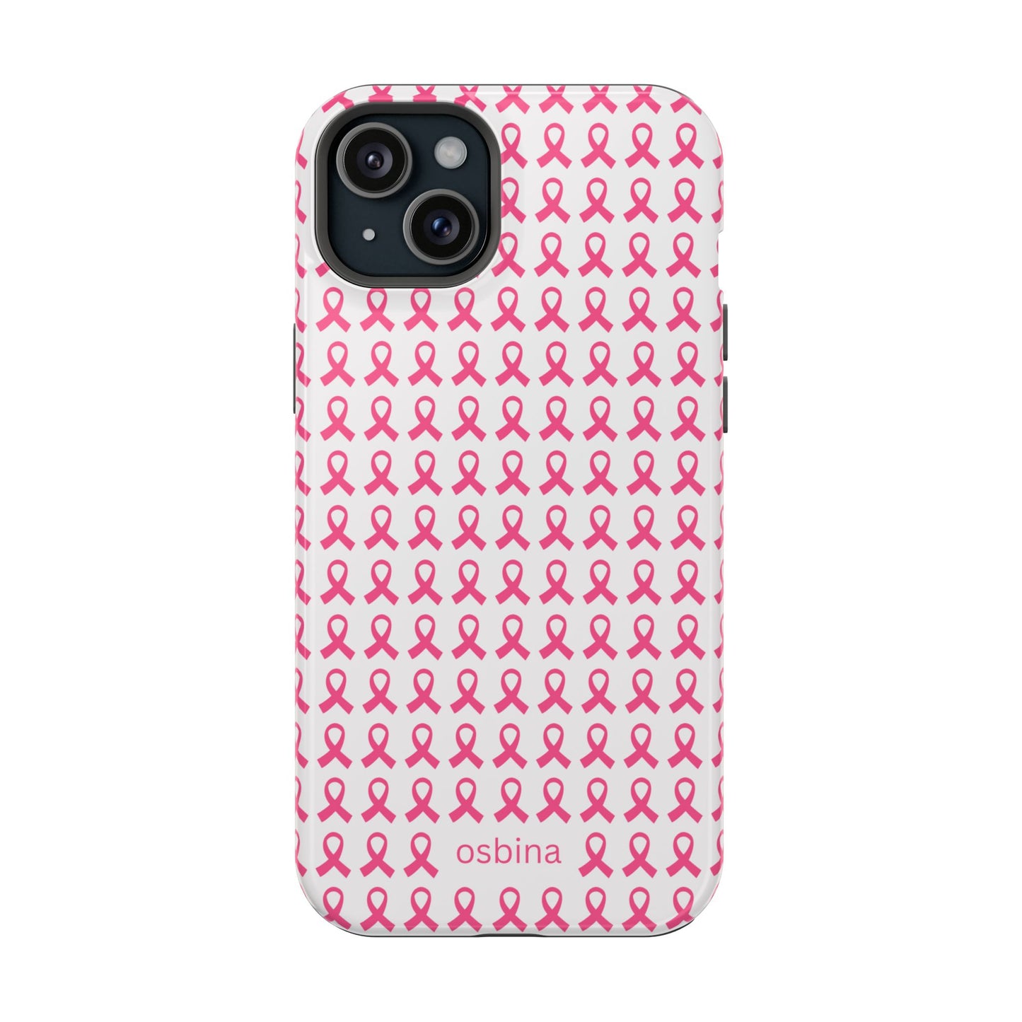 osbina | MagSafe compatible for iPhone | Limited Edition The Side By Side Pink Ribbons Case in Light Pink + Soft Pink + Hot Pink | The Pink October Collection | Inspired By