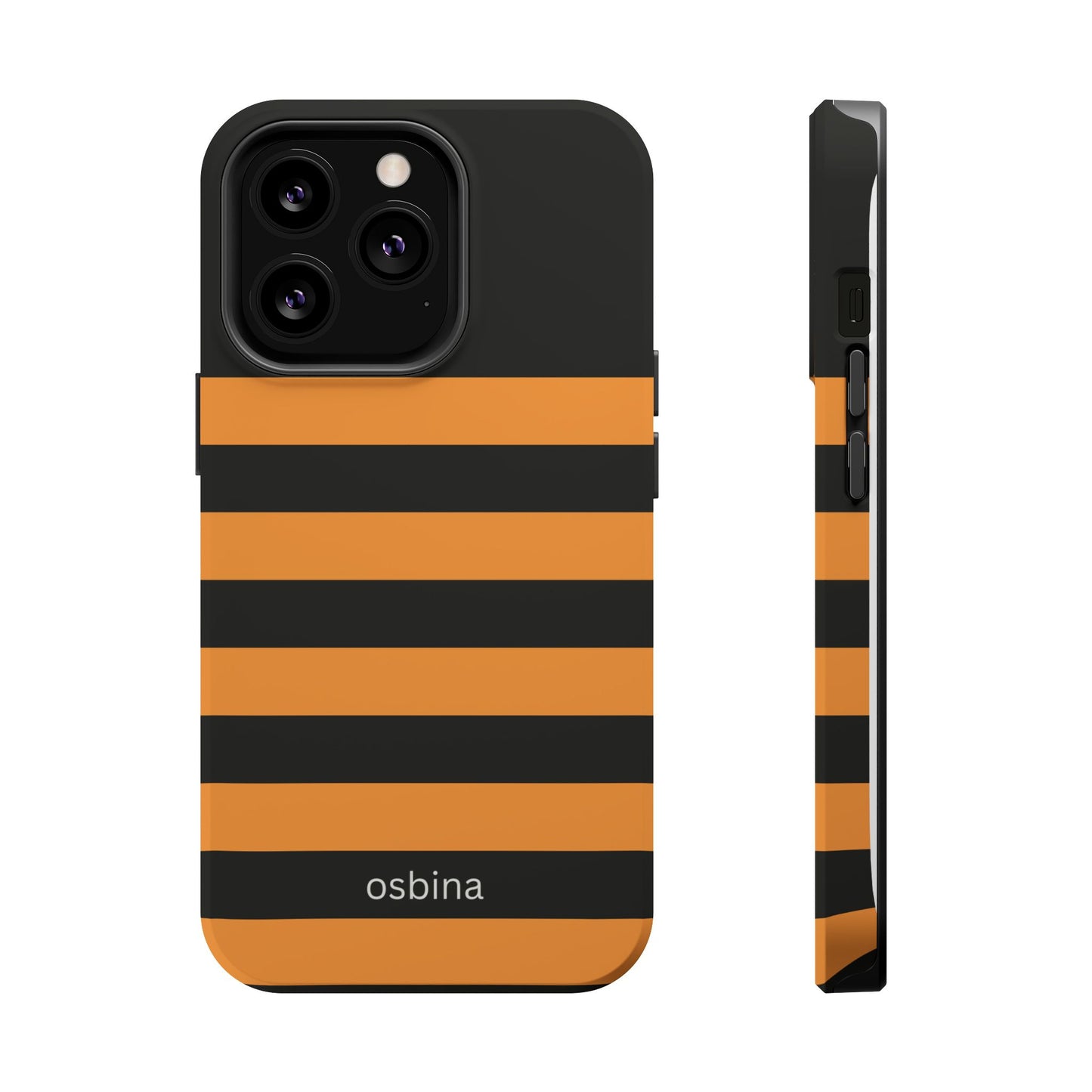 osbina | MagSafe Compatible for iPhone | The Horizon Stripe Case in Black + Orange | The Season Collective