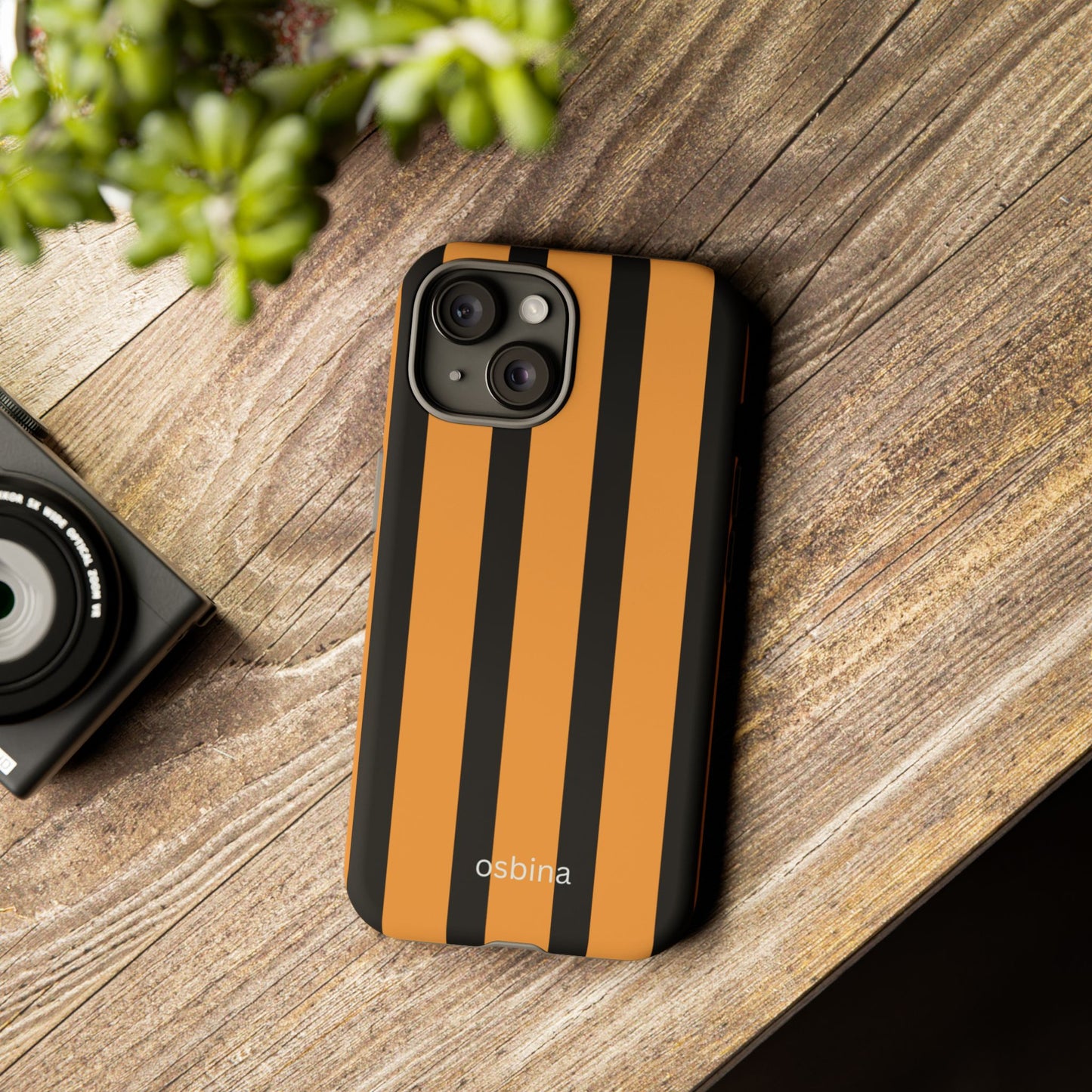 osbina | The Statement Stripe Case in Black + Orange | The Season Collective