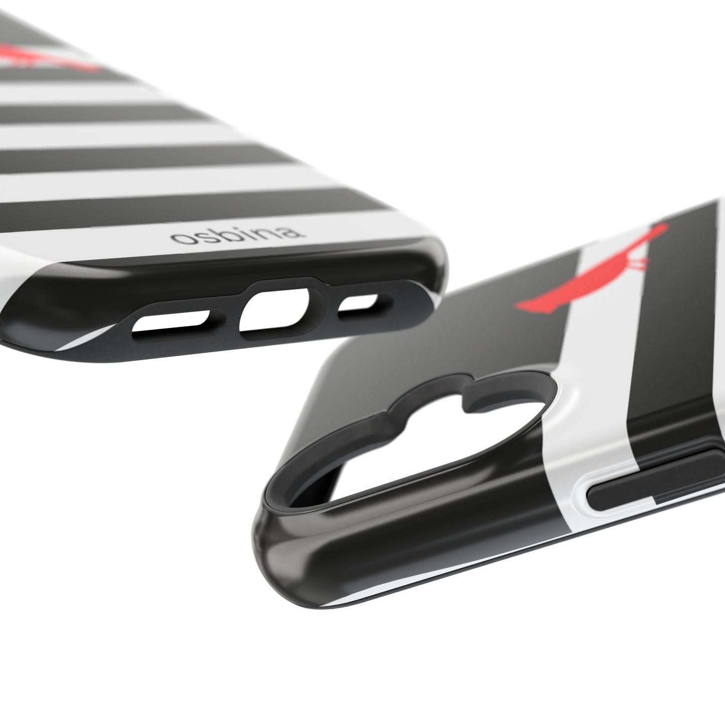 osbina | MagSafe compatible for iPhone | Redbird Edition Thinking of You Phone Case Black & White Stripe | Inspired By Collection