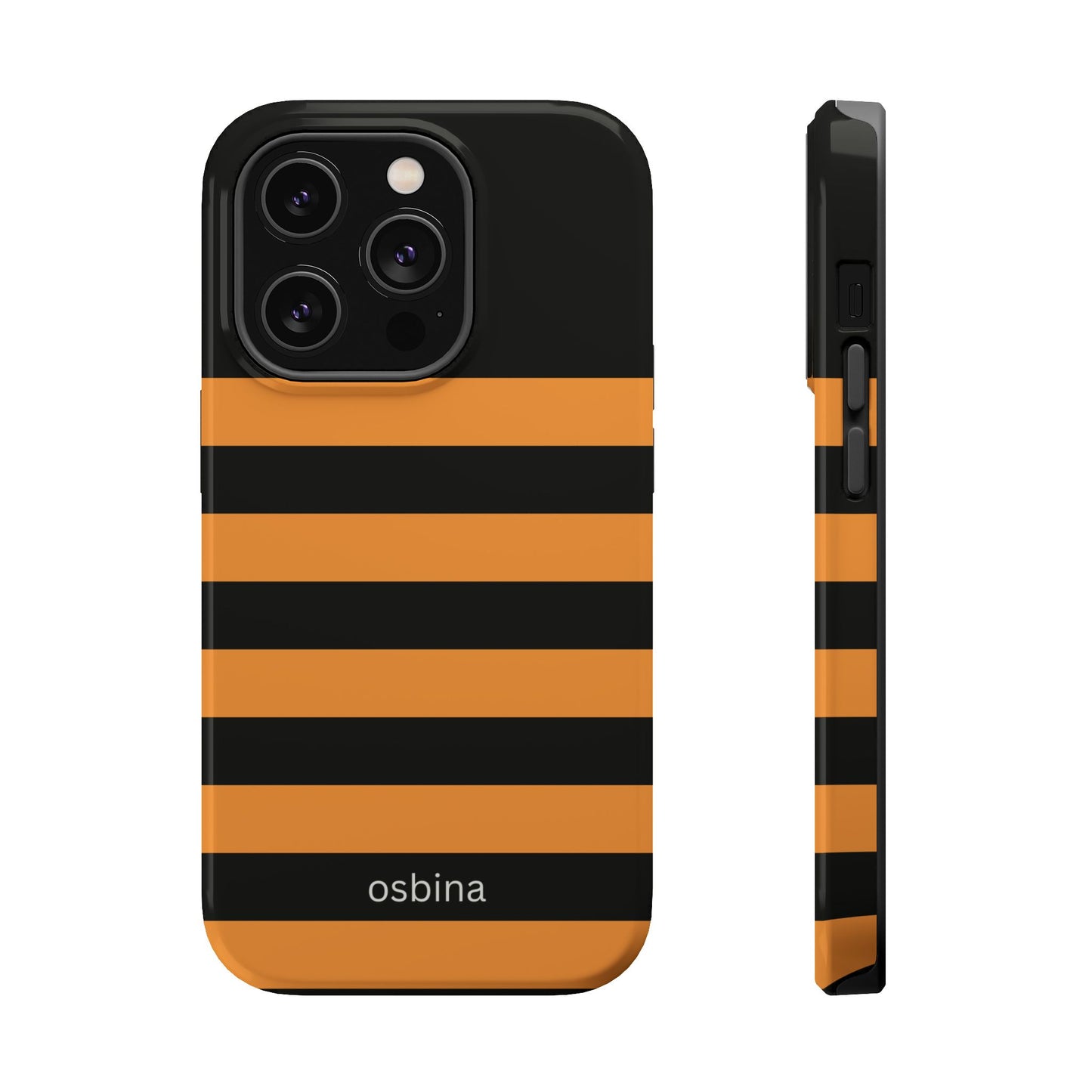 osbina | MagSafe Compatible for iPhone | The Horizon Stripe Case in Black + Orange | The Season Collective