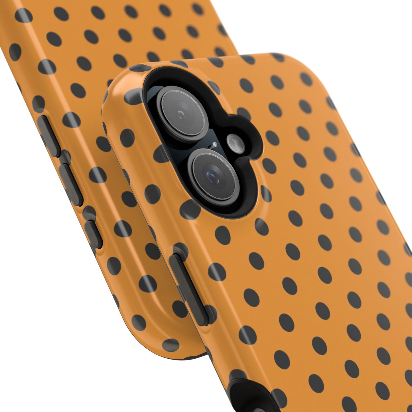 osbina | MagSafe Compatible for iPhone | Spot On Chic — The Orange + Black Polka Dot Case | The Season Collective