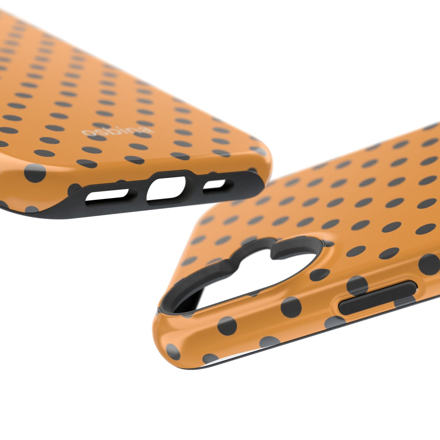 osbina | MagSafe Compatible for iPhone | Spot On Chic — The Orange + Black Polka Dot Case | The Season Collective