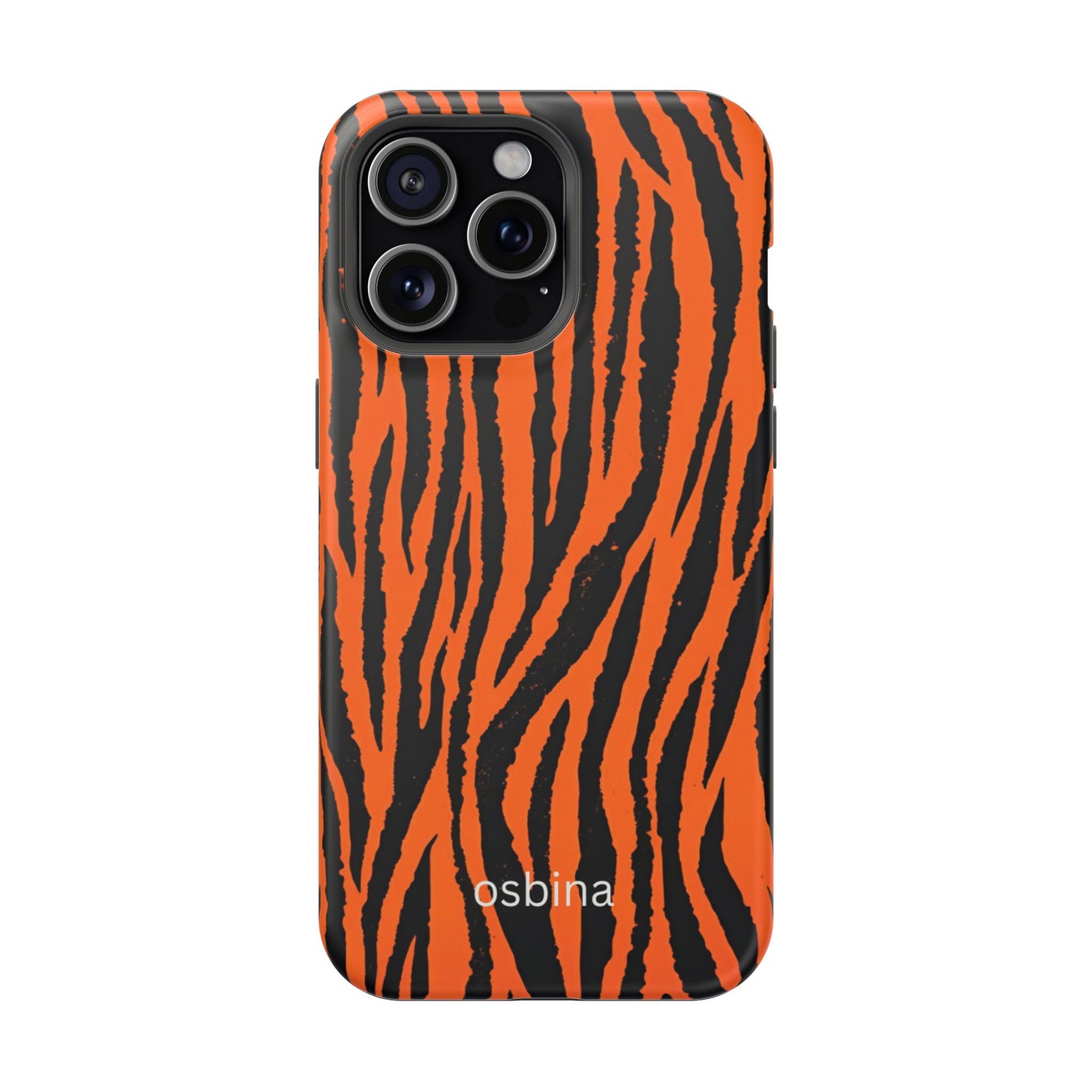 osbina | MagSafe Compatible for iPhone | Tiger, But Make It Chic — The Bengal Stripe Case in Orange + Black | The Season Collective