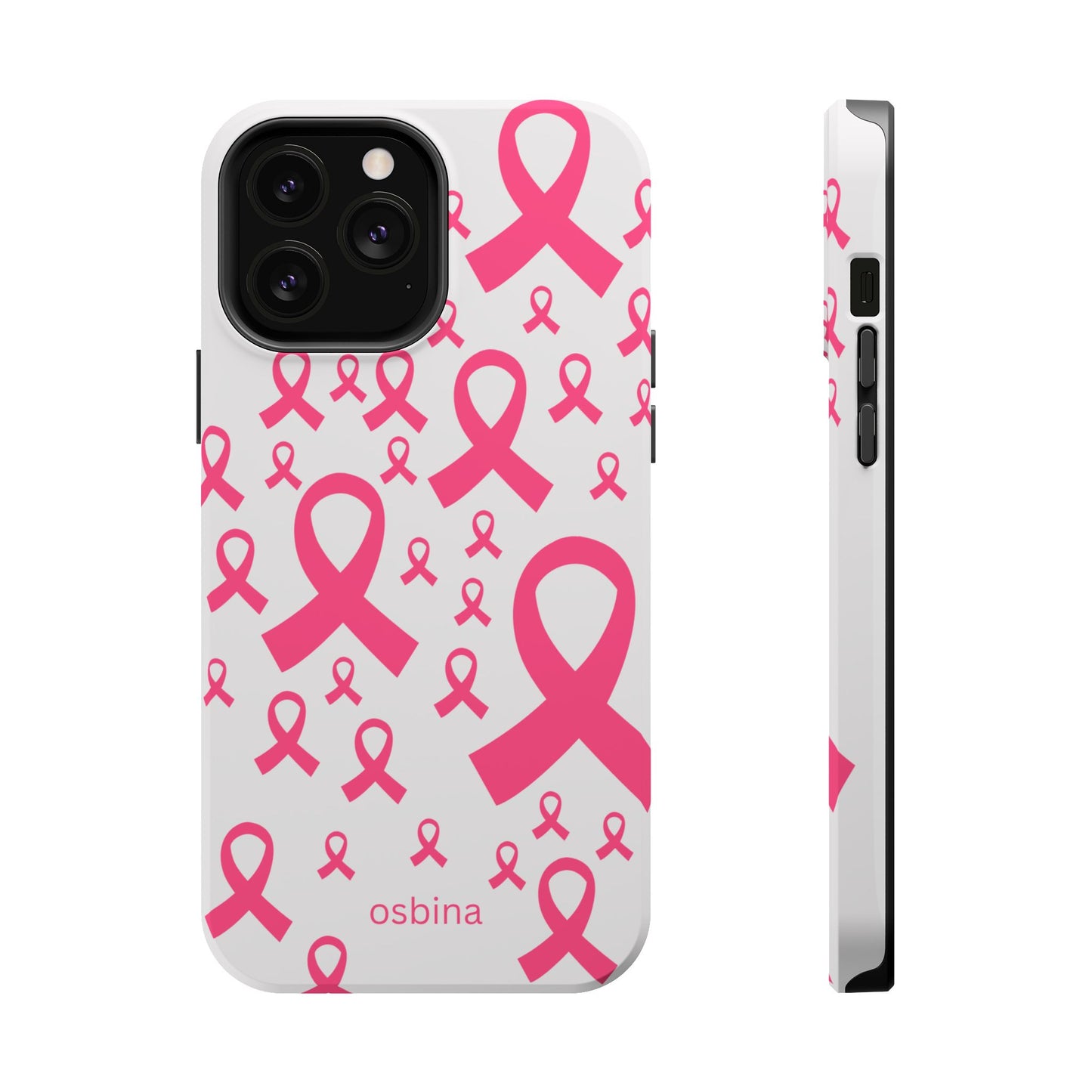 osbina | MagSafe compatible for iPhone | Limited Edition Strength in Ribbons Case in Light Pink + Soft Pink + Hot Pink | The Pink October Collection | Inspired By