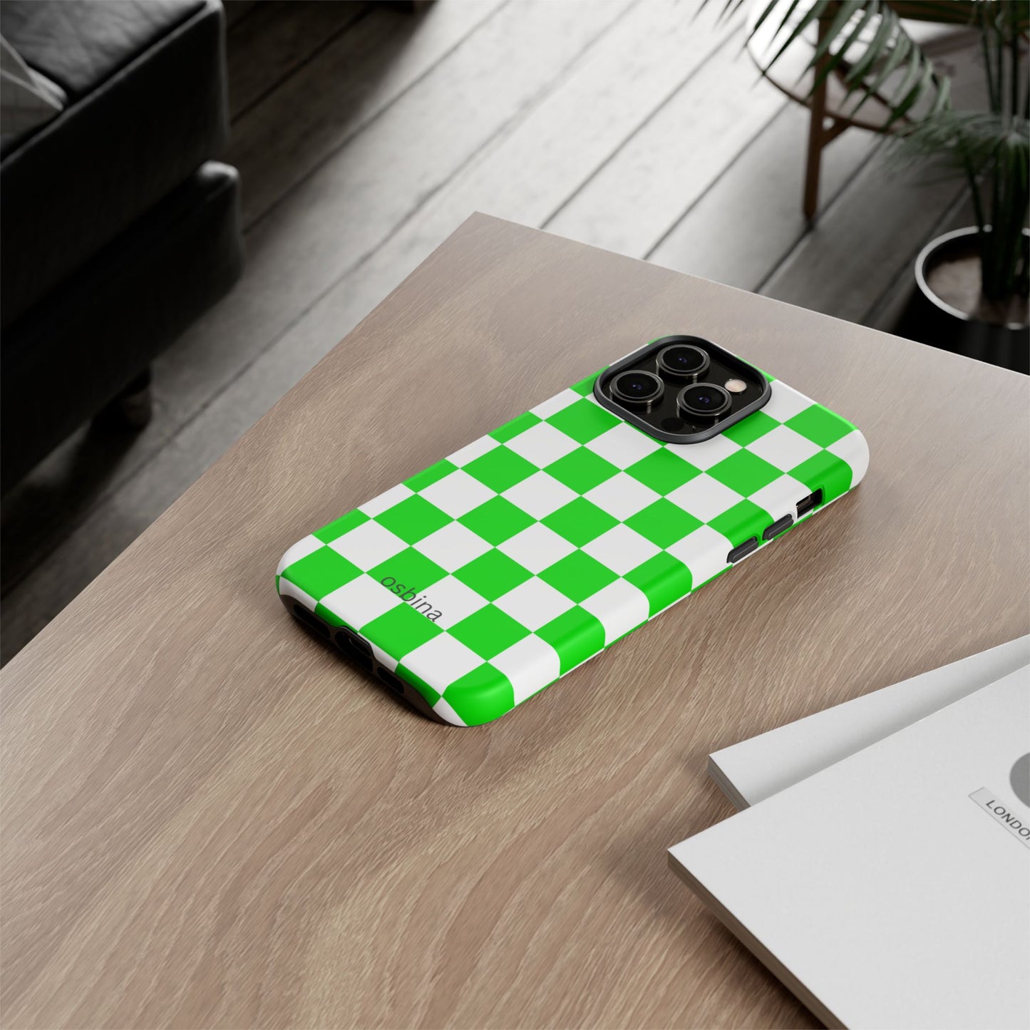 osbina | Neon Verdi Checks Phone Case | Color Edit Collection