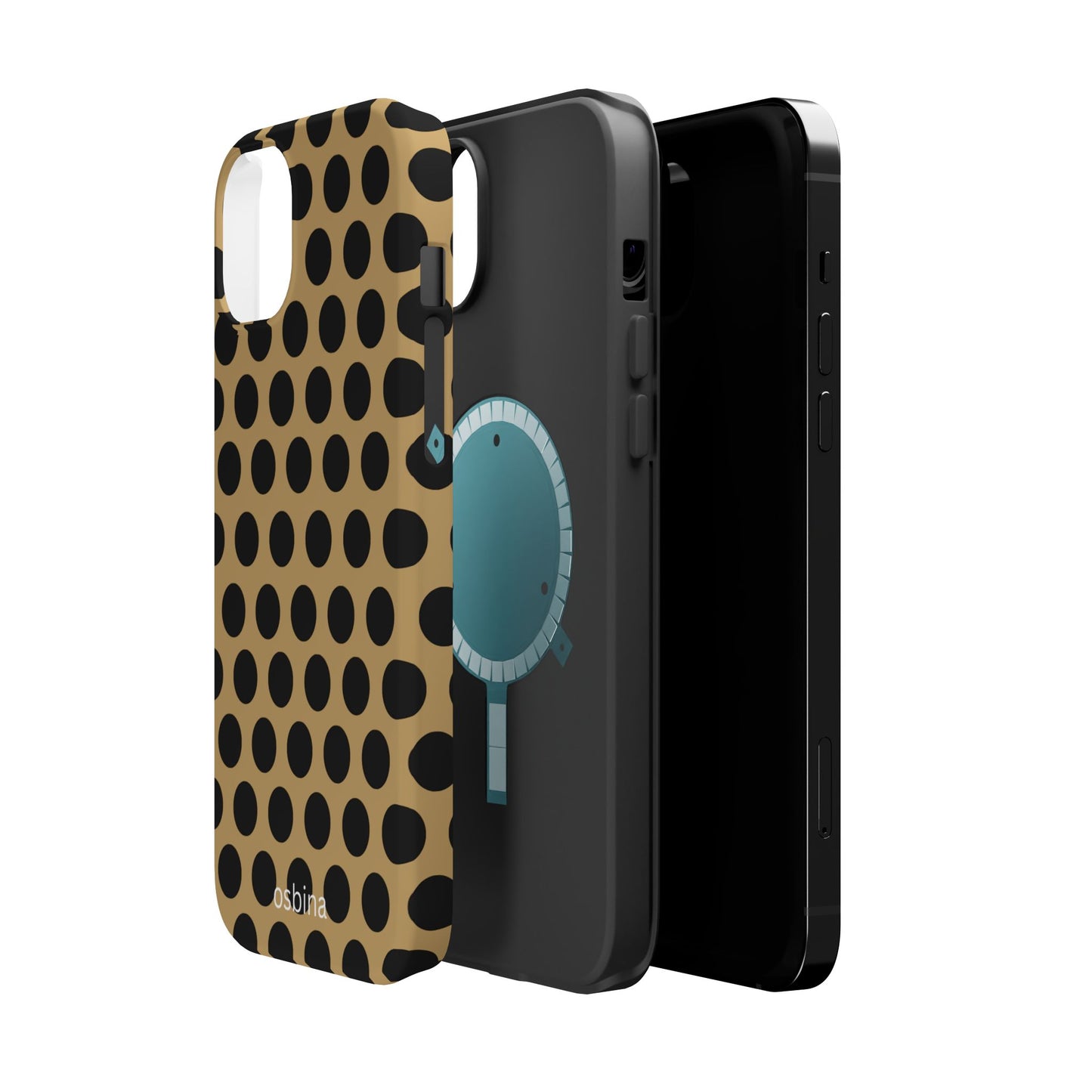 osbina | MagSafe compatible for iPhone | Camel Noir Dots Phone Case | Modern Muse Collection