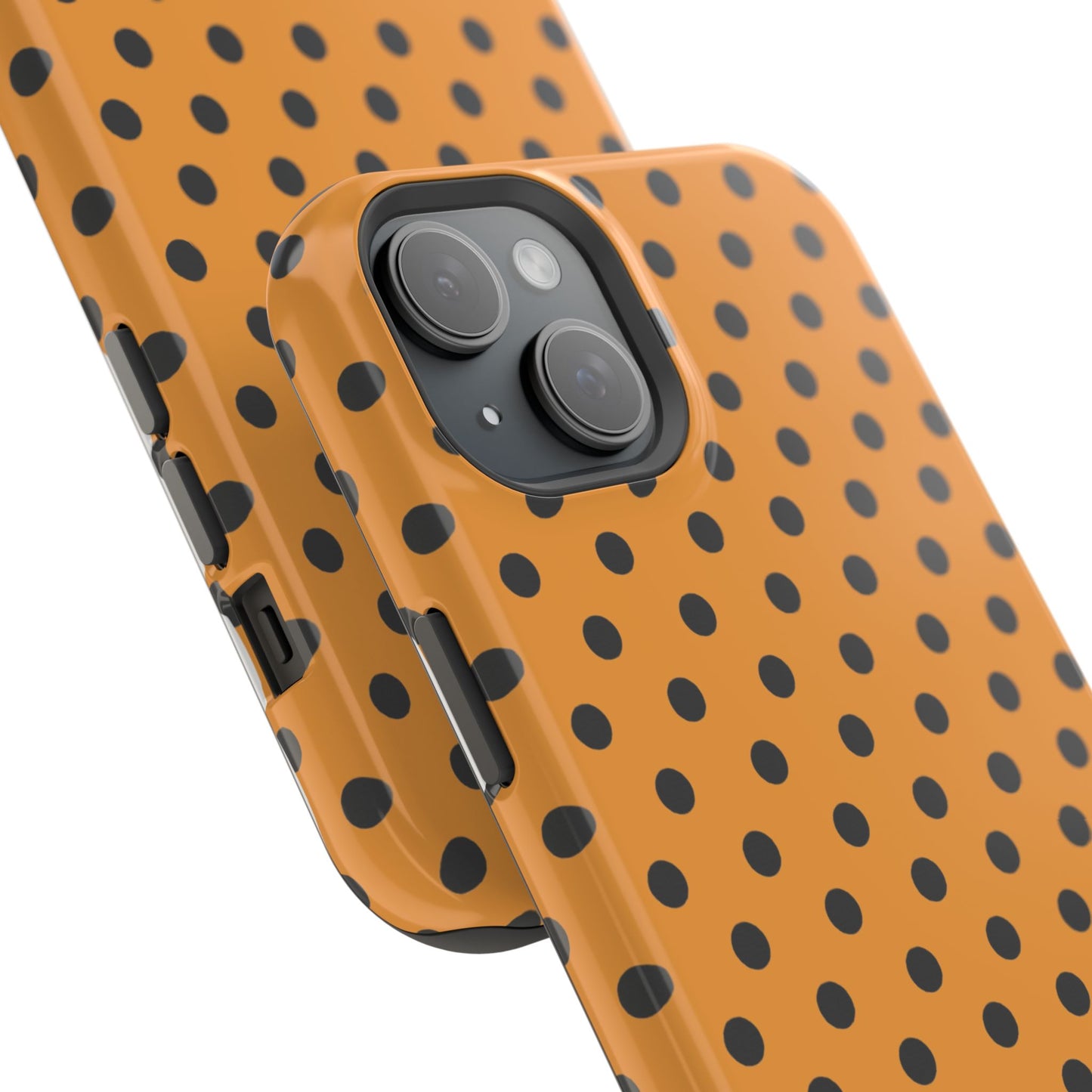 osbina | MagSafe Compatible for iPhone | Spot On Chic — The Orange + Black Polka Dot Case | The Season Collective