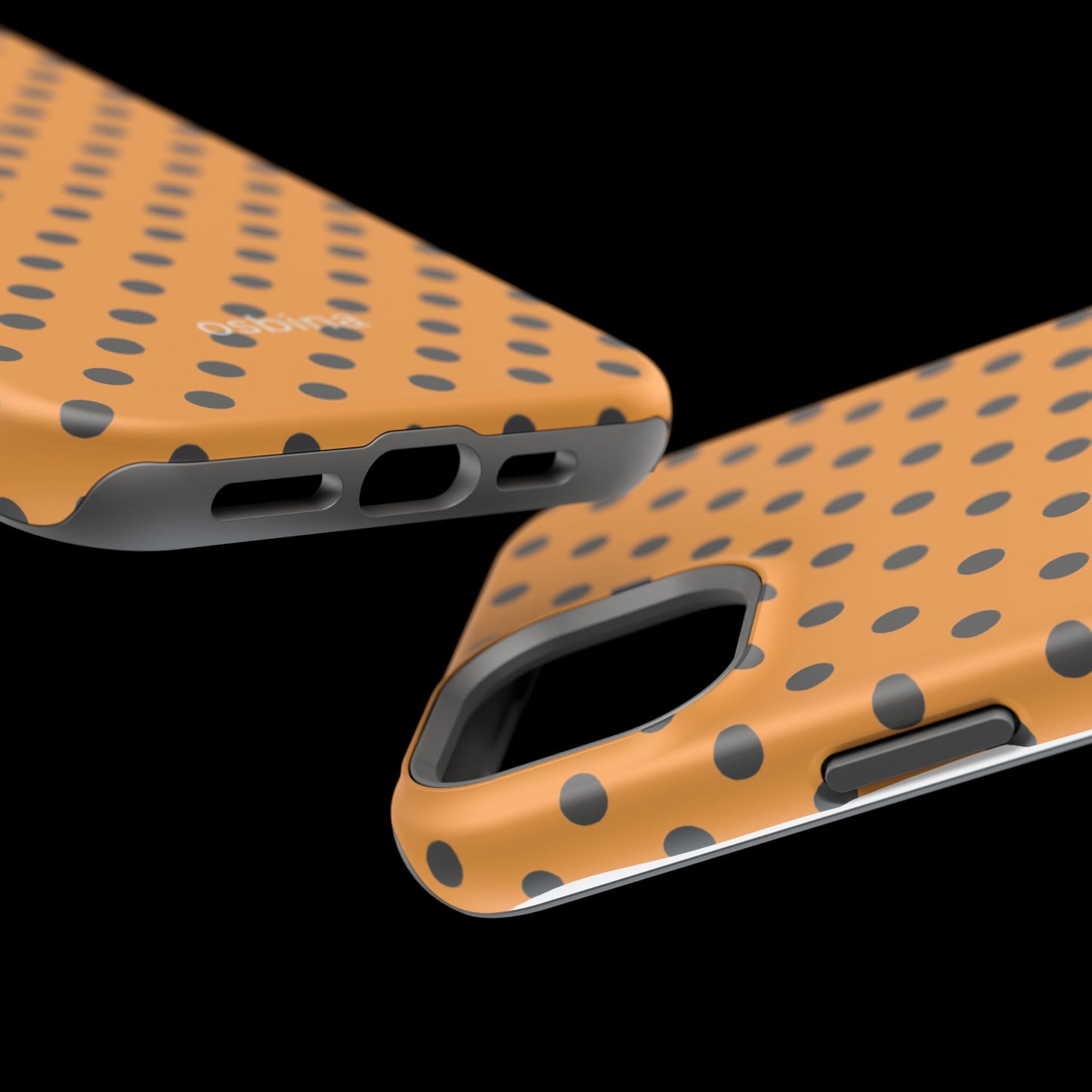 osbina | MagSafe Compatible for iPhone | Spot On Chic — The Orange + Black Polka Dot Case | The Season Collective