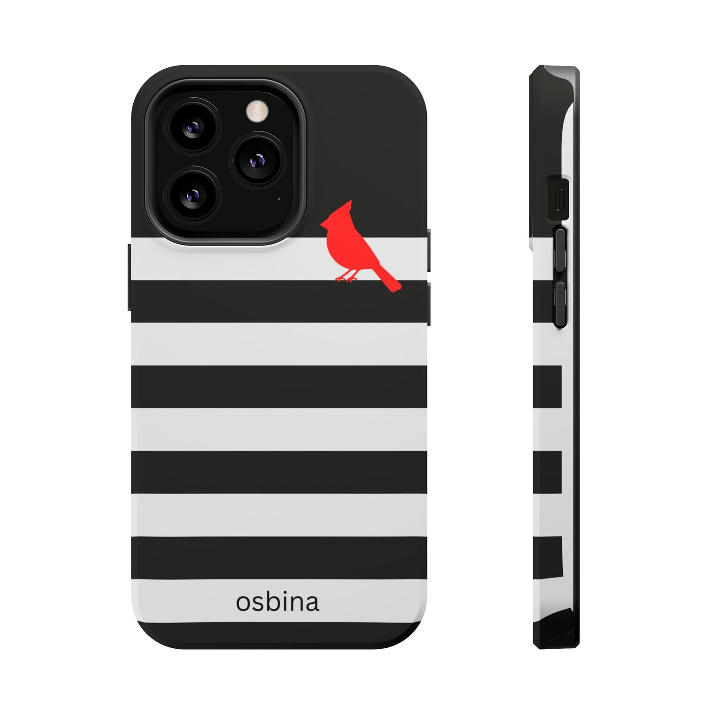 osbina | MagSafe compatible for iPhone | Redbird Edition Thinking of You Phone Case Black & White Stripe | Inspired By Collection