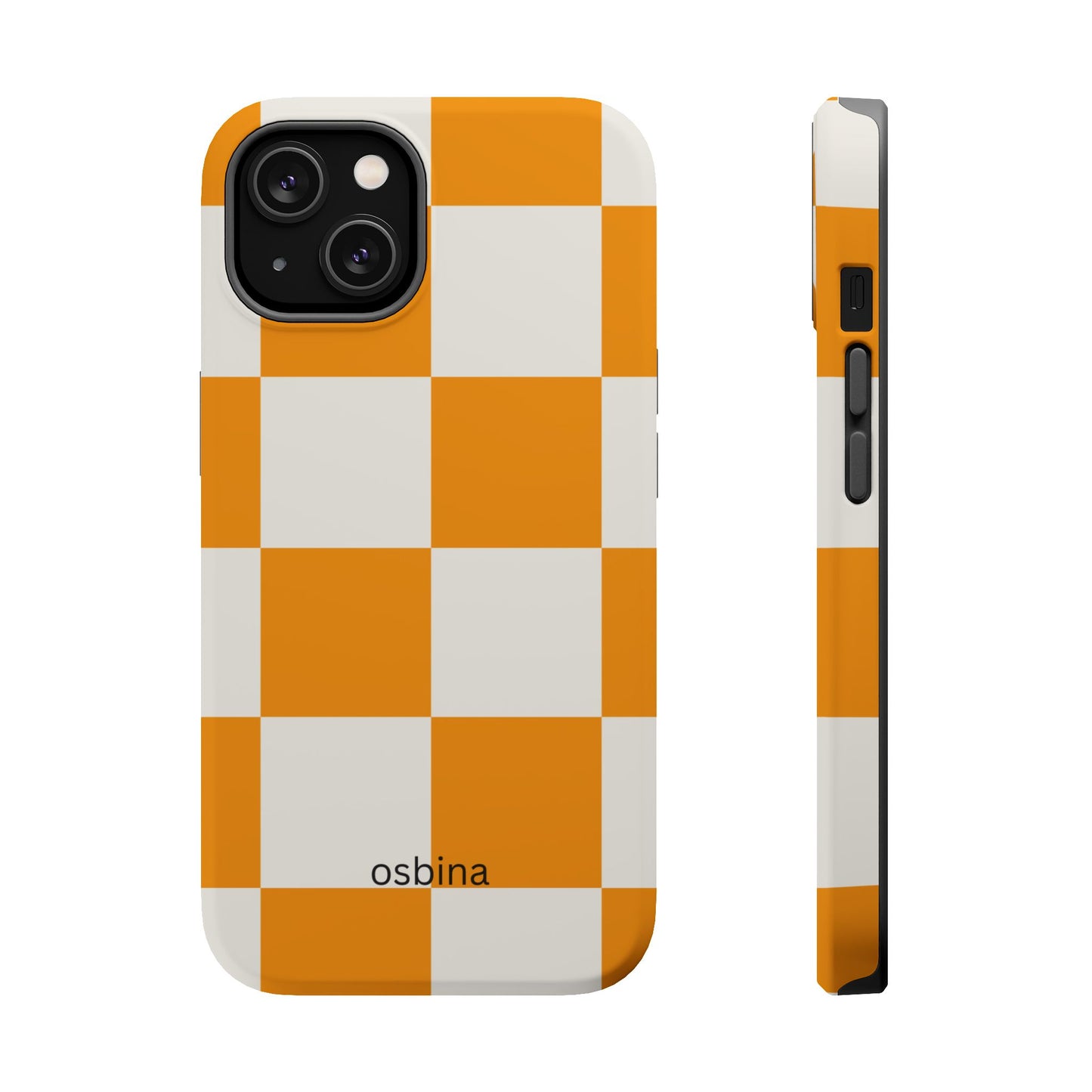 osbina | MagSafe Compatible for iPhone | Check You Out — The Orange + White Check Case | The Season Collective